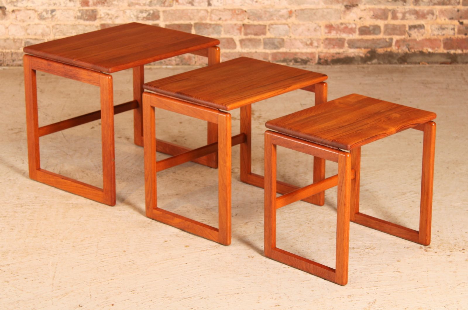 Midcentury Solid Teak Nest Of Tables C.1970 photo for sale