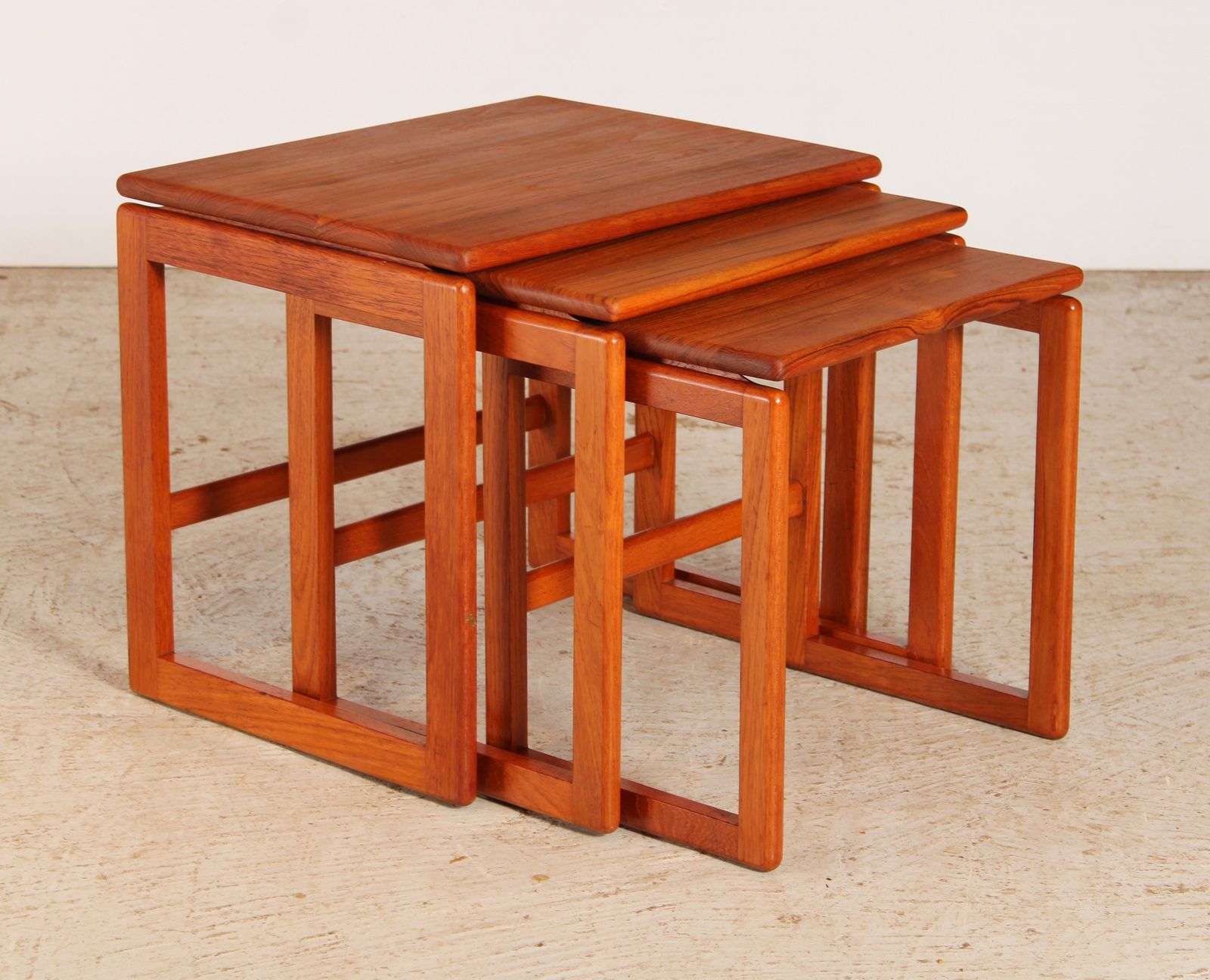 Midcentury Solid Teak Nest Of Tables C.1970