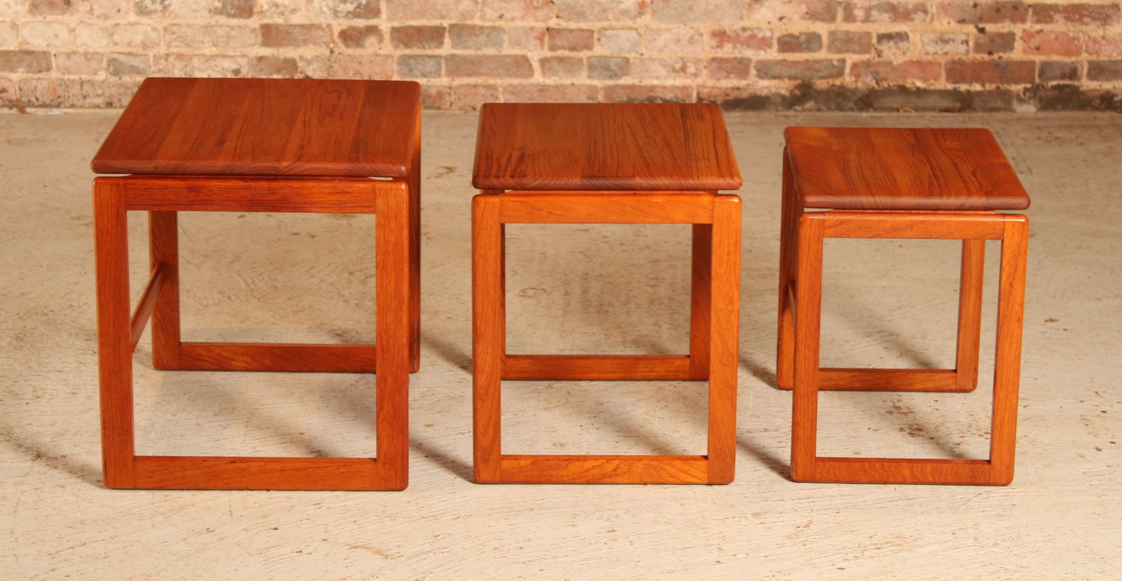 Midcentury Solid Teak Nest Of Tables C.1970 photo Furniture