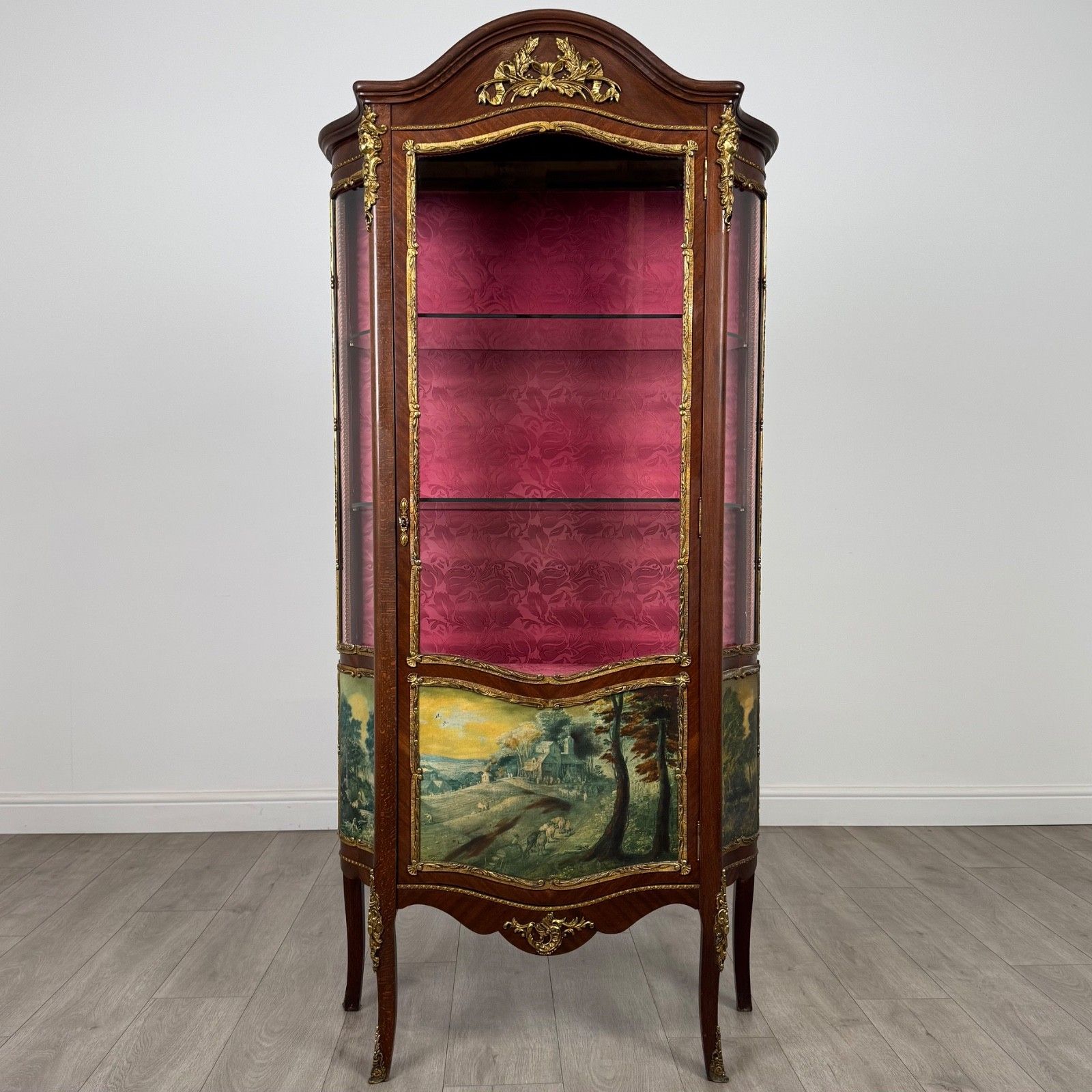 Antique 20th Century Painted French Display Cabinet In Mahogany ( Af 4953 )