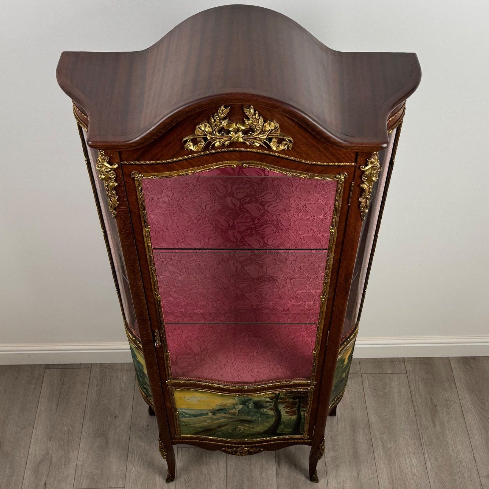 photo for sale Antique 20th Century Painted French Display Cabinet In Mahogany ( Af 4953 )