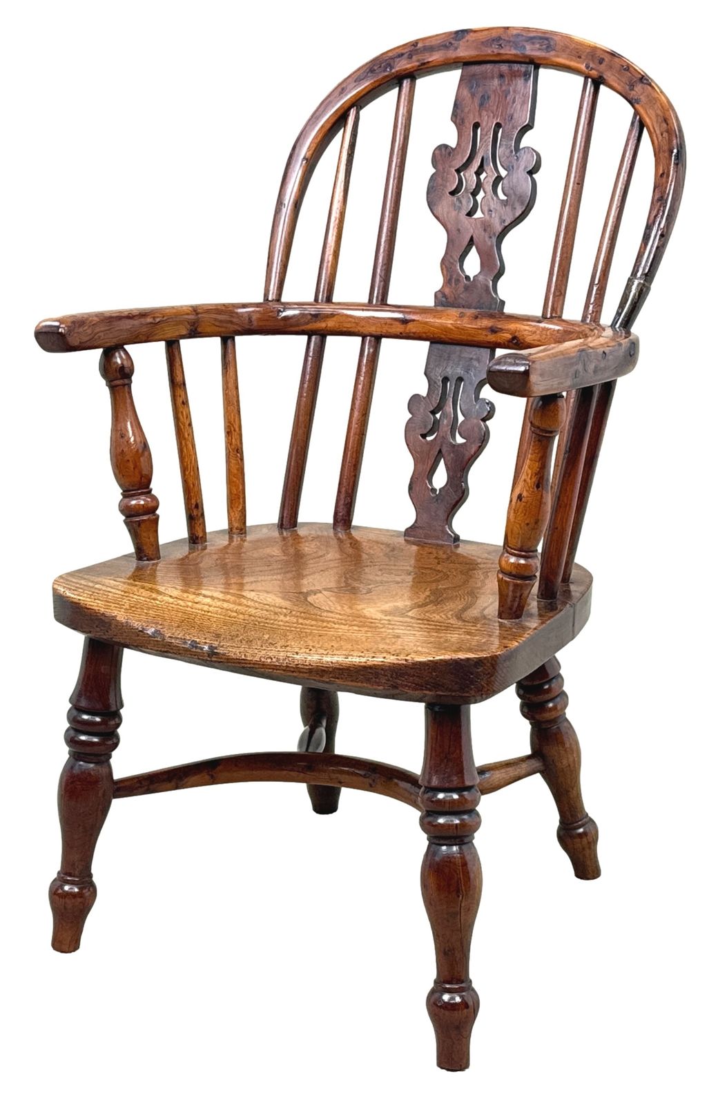 Yew Wood Antique Childs Windsor Armchair (England, Circa 1820)