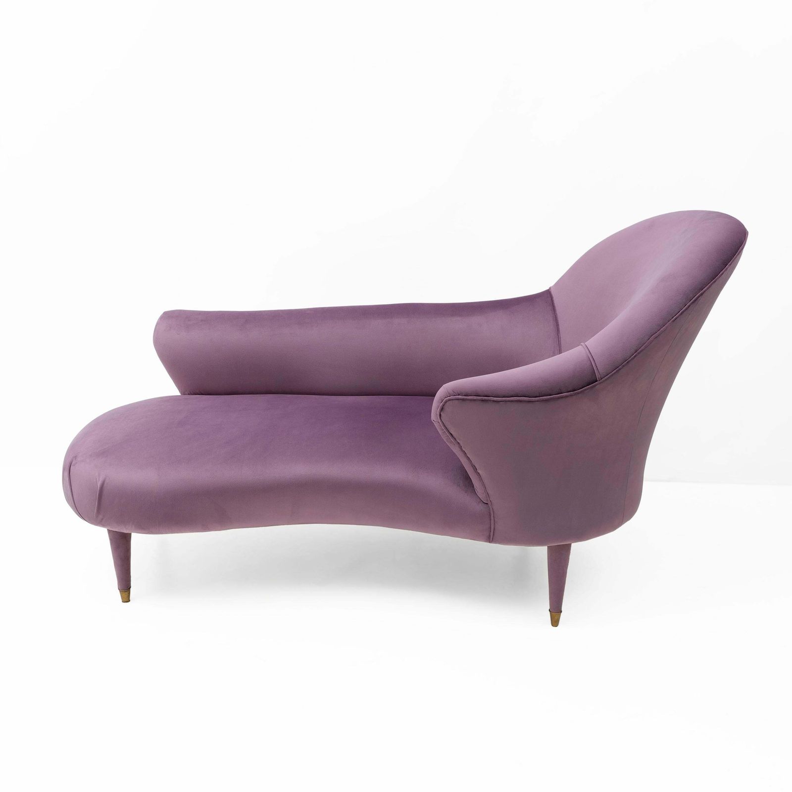 Italian Mid Century Style Dormeuse In Mauve Velvet With Brass Feet photo furniture
