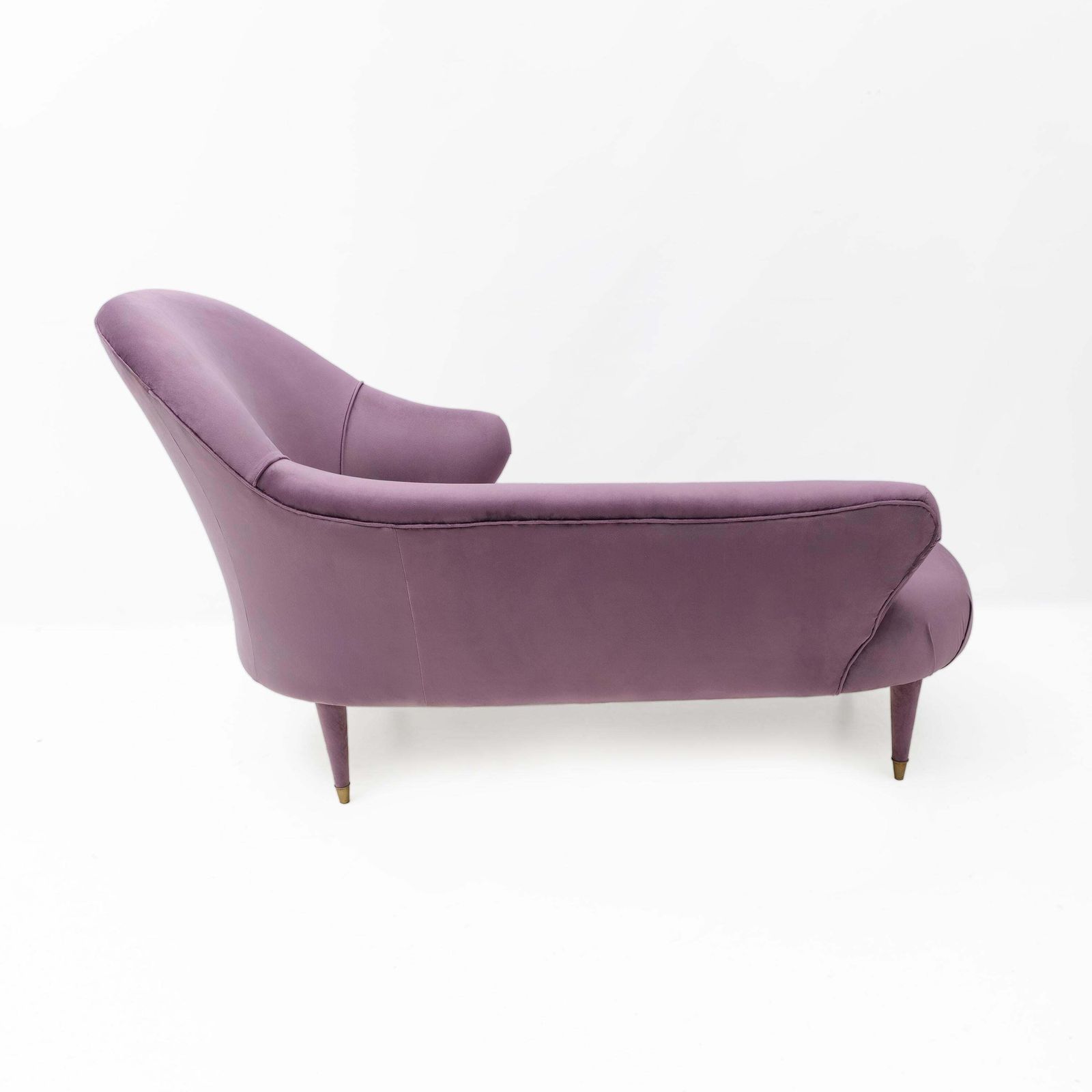 Italian Mid Century Style Dormeuse In Mauve Velvet With Brass Feet photo buy