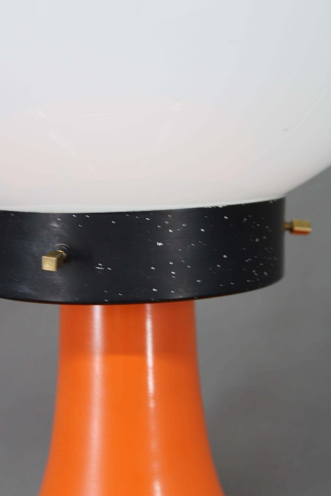 Italian Space Age Lacquered Metal Table Lamp With Milk Glass, 1970s photo for sale