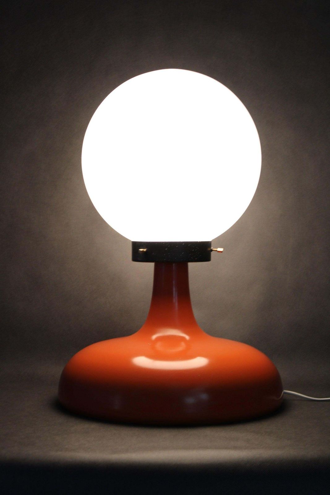 Italian Space Age Lacquered Metal Table Lamp With Milk Glass, 1970s photo buy