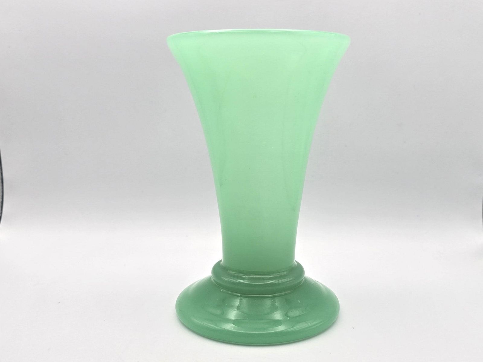 Antique Uranium Glass Schindler And Co Vase   Jadeite Translucent Green Vase C. 1900   Uv Active photo 90.0