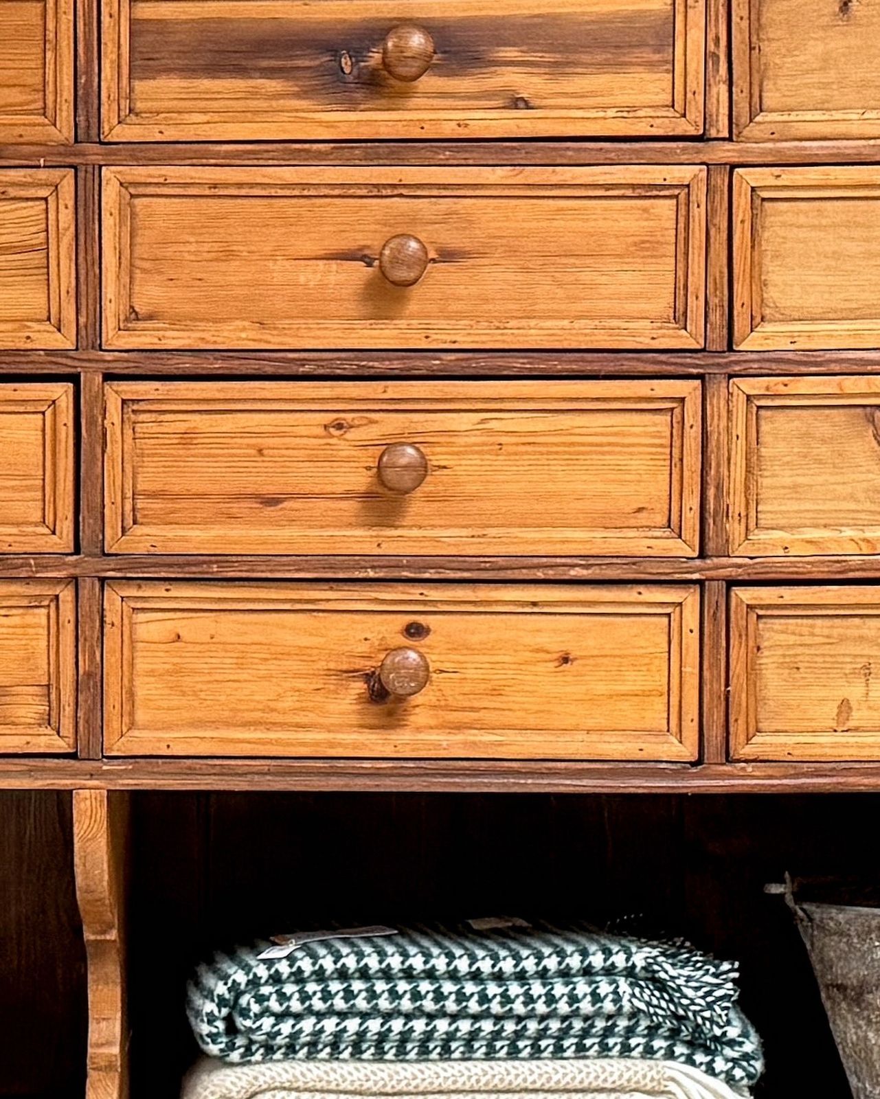 Furniture Large Antique Dutch Pine Haberdashery Bank Of Drawers Shelves photo