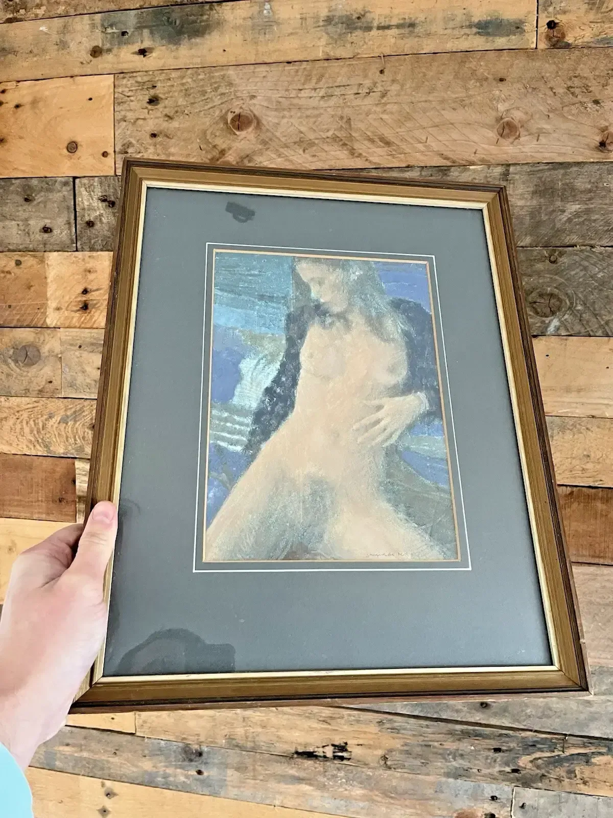 photo vinterior Vintage Expressionist Jacques De Mol Nude Pastel / Gouache Painting Naked Lady