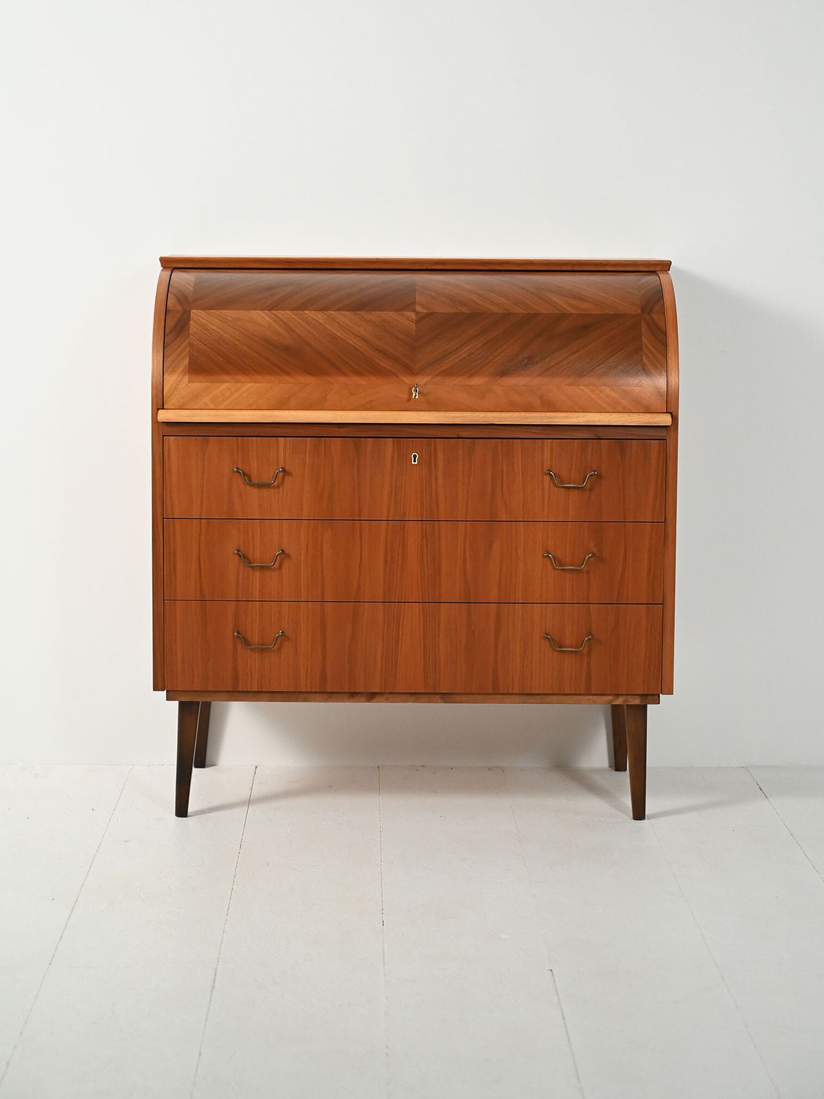 Scandinavian Teak Secretary With Tambour Closure photo for sale