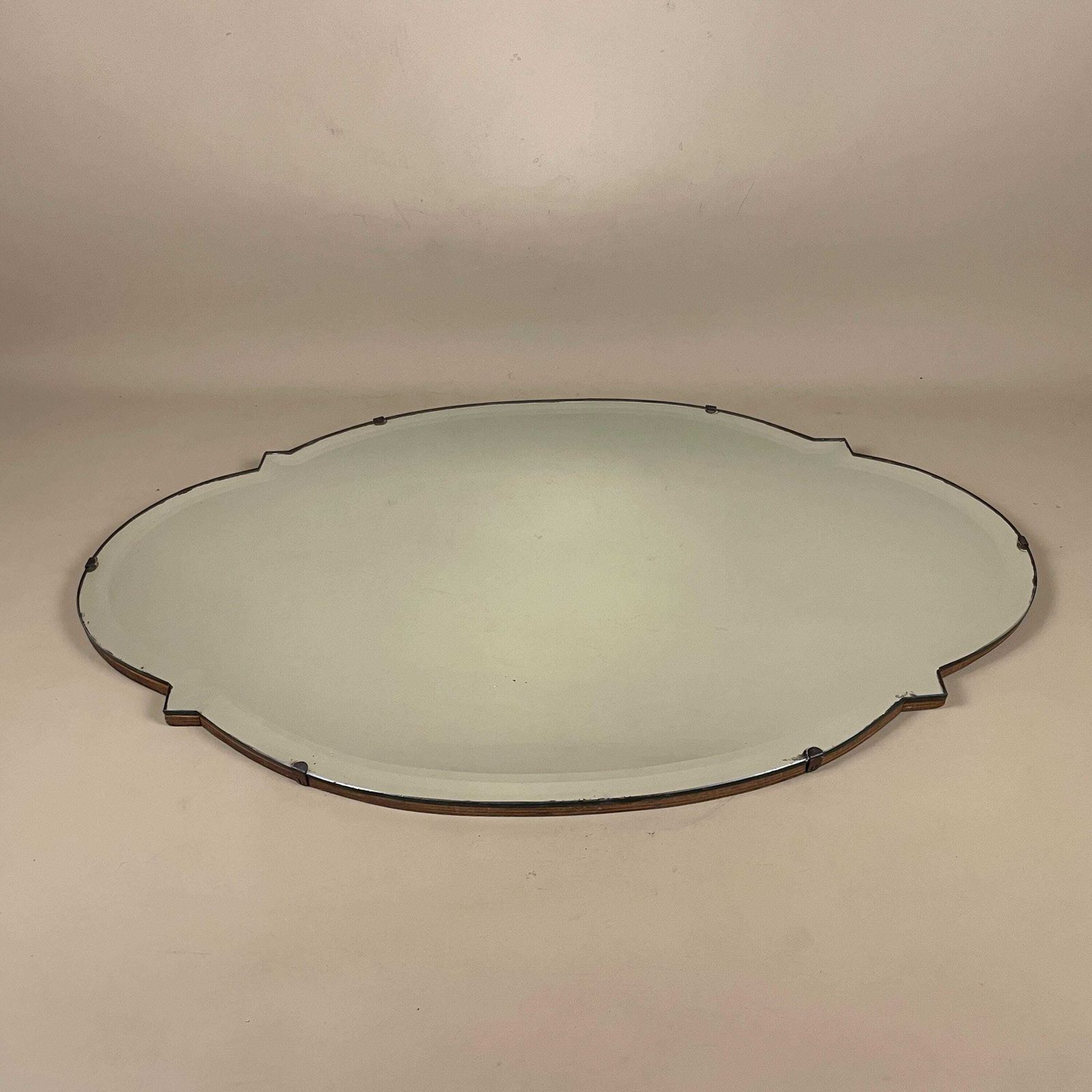 Antique Frameless Wall Mirror Art Deco Style Wood Back Bevelled Glass Vintage Unframed Bedroom Interior Wall Accent photo Home Decor