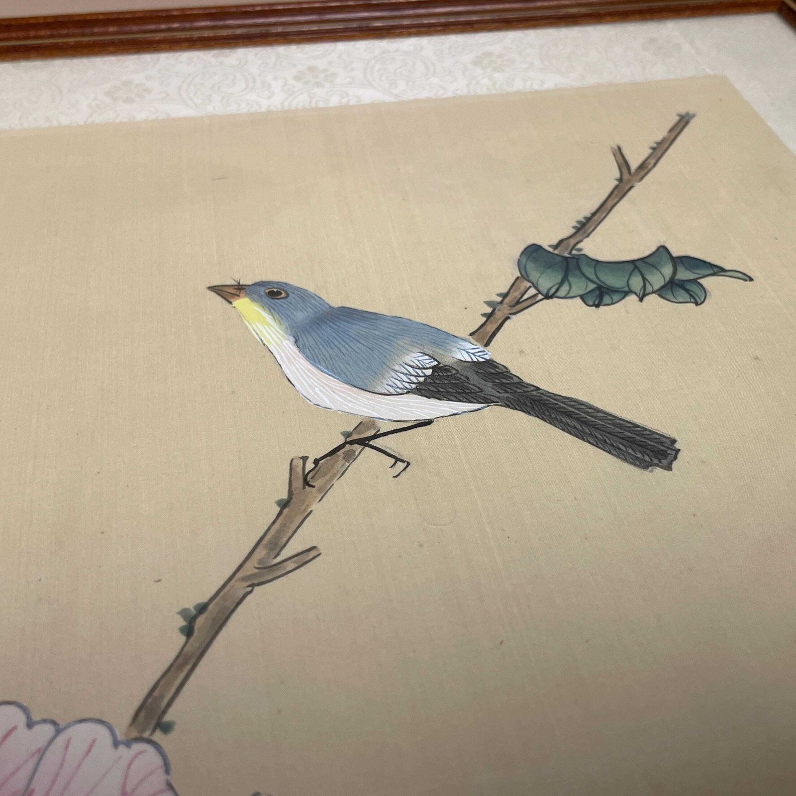 Pair Oriental Hand Painted Silk Pictures Floral Birds Asian Japanese Art Wall Decor Traditional Wall Artwork photo vinterior