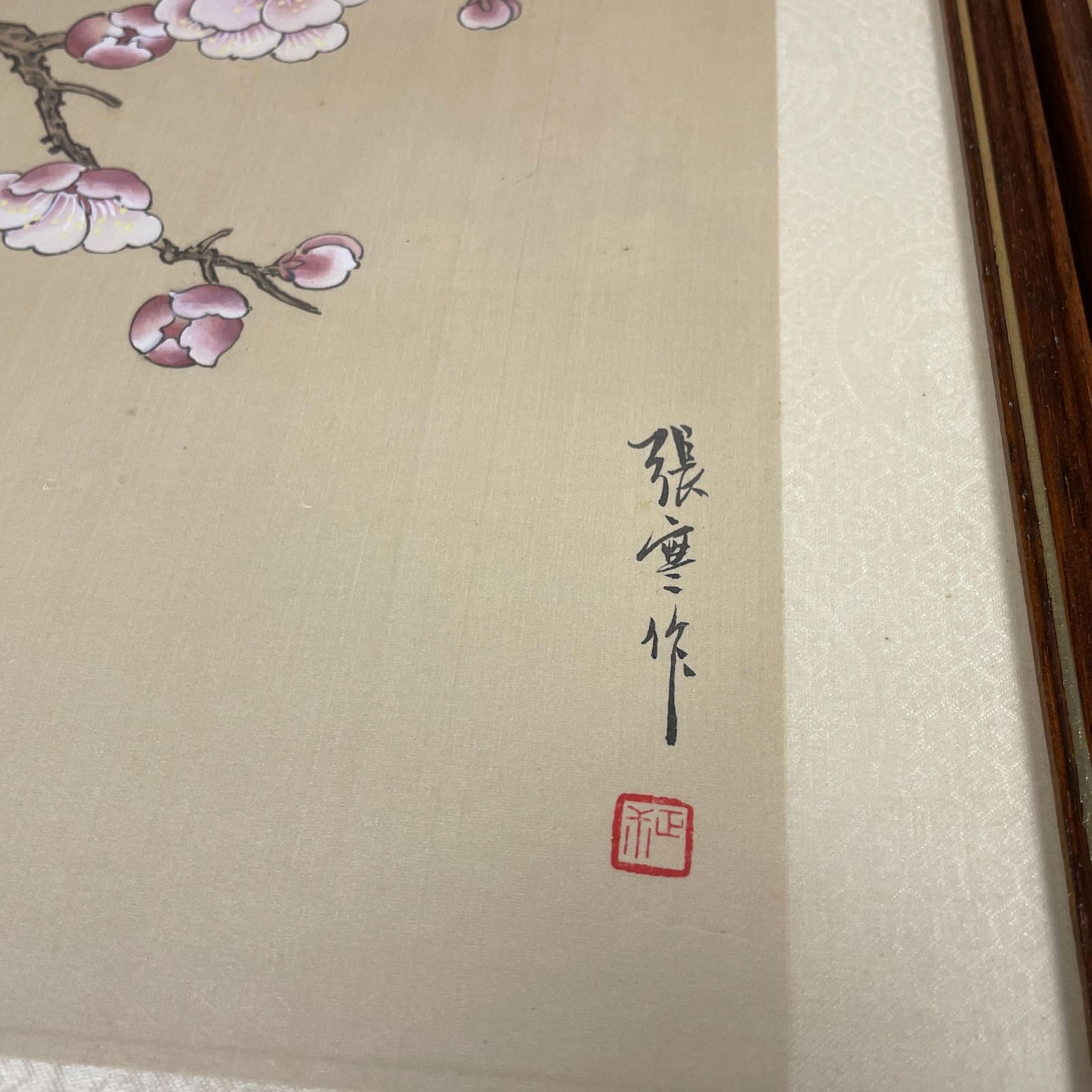 Pair Oriental Hand Painted Silk Pictures Floral Birds Asian Japanese Art Wall Decor Traditional Wall Artwork photo vintage