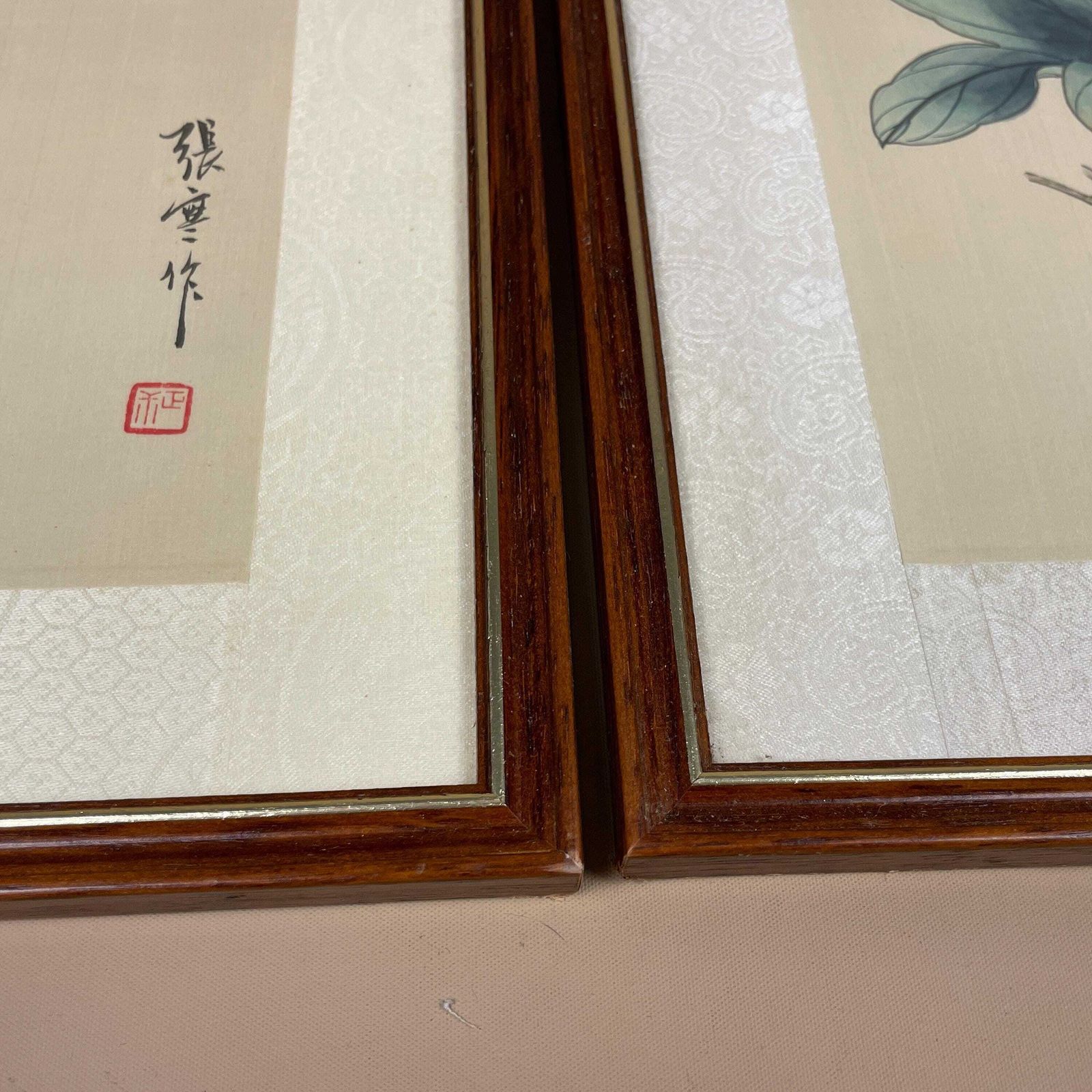 photo furniture Pair Oriental Hand Painted Silk Pictures Floral Birds Asian Japanese Art Wall Decor Traditional Wall Artwork