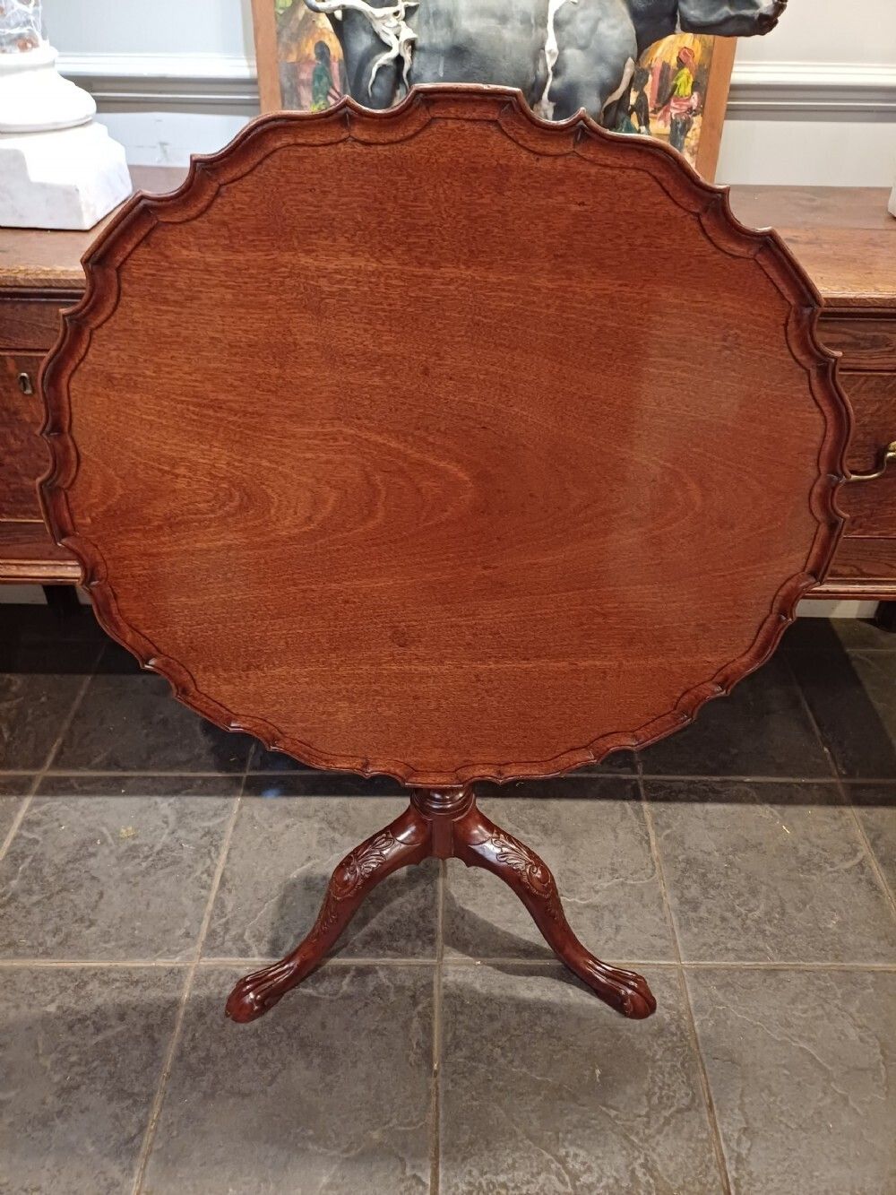 photo buy Beautiful 18th Century Mahogany Piecrust Birdcage Tripod Centre Table