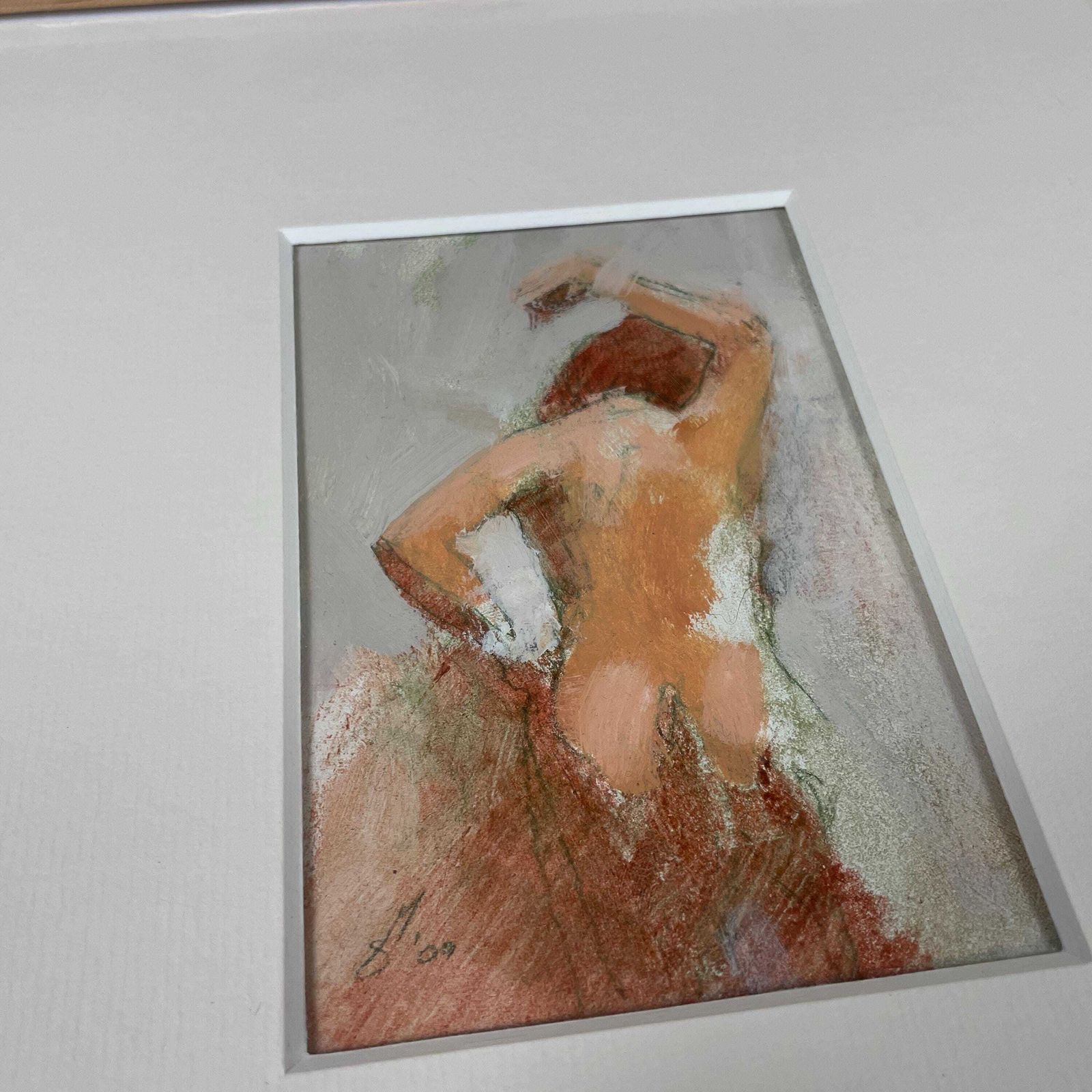 Original Oil On Paper Nude Figure Study Mark Sutherland The Temple Dancer Painting Framed Figurative Interior Wall Piece Modern Picture photo for sale