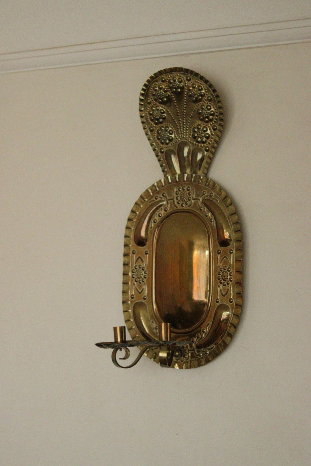 X Large Mid Century Swedish Brass Baroque Sconce With Double Arm Design photo furniture