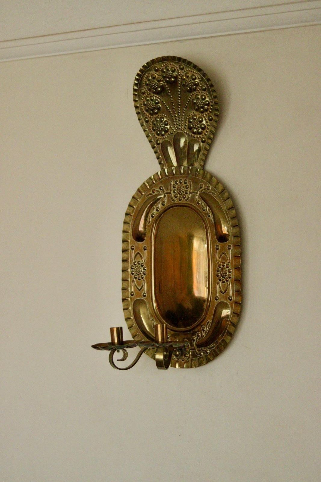 X Large Mid Century Swedish Brass Baroque Sconce With Double Arm Design photo Home Decor