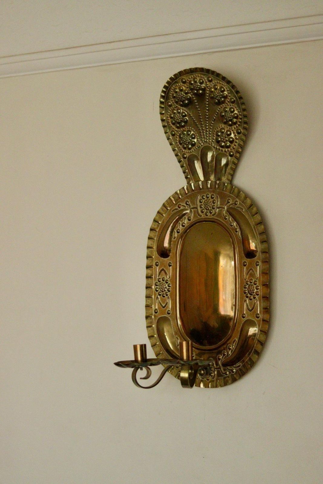 X Large Mid Century Swedish Brass Baroque Sconce With Double Arm Design photo 301.0