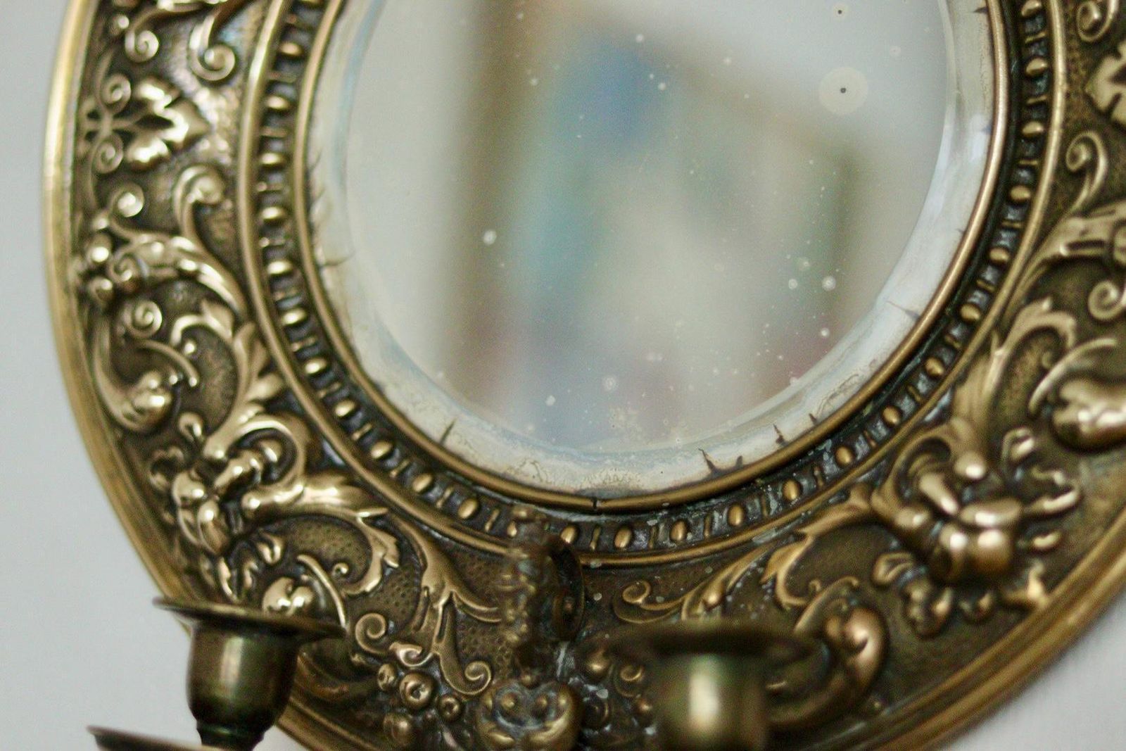 photo furniture Pair Of Antique Swedish Brass Sconces With Mirror