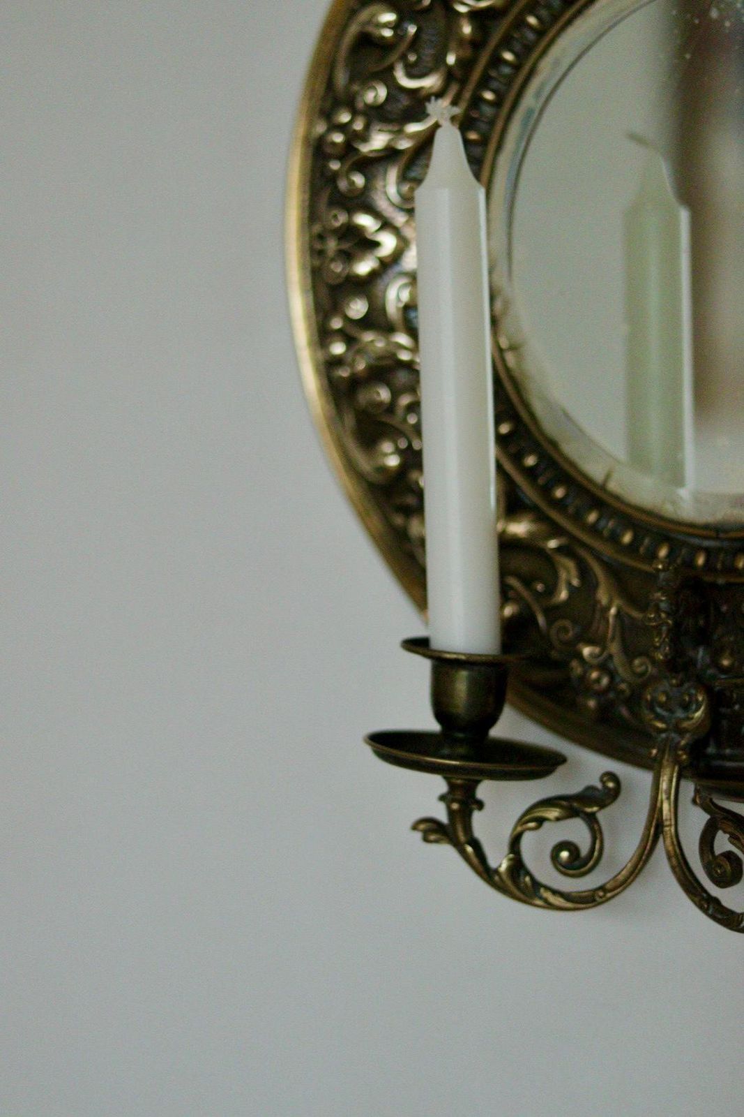 photo buy Pair Of Antique Swedish Brass Sconces With Mirror
