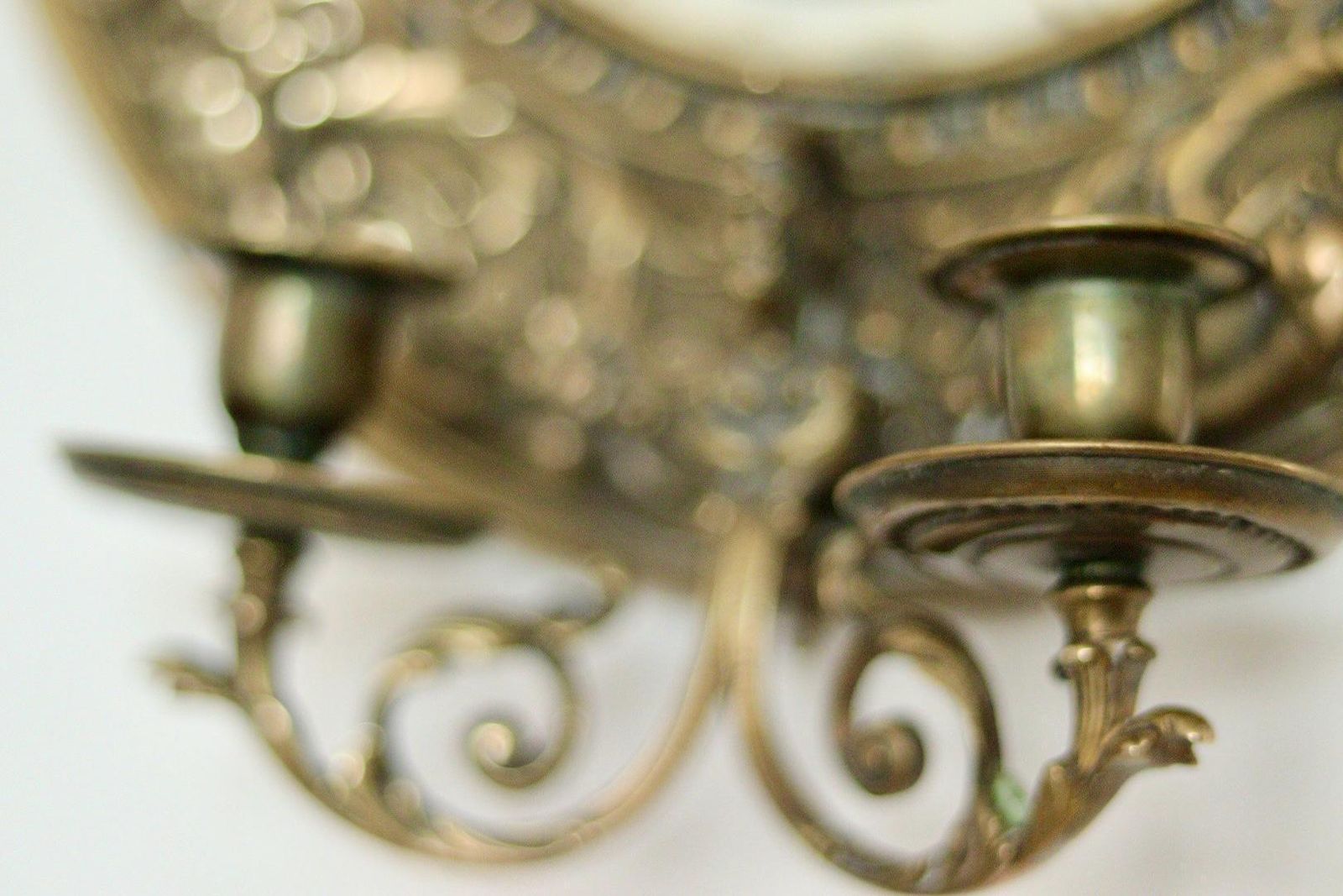 photo vintage Pair Of Antique Swedish Brass Sconces With Mirror