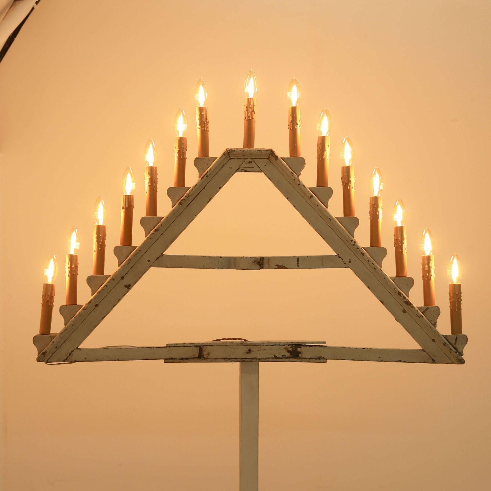 photo for sale French Church Ornamental Floor Lamp In Original Blue Paint   Architectural Salvage, C.1900