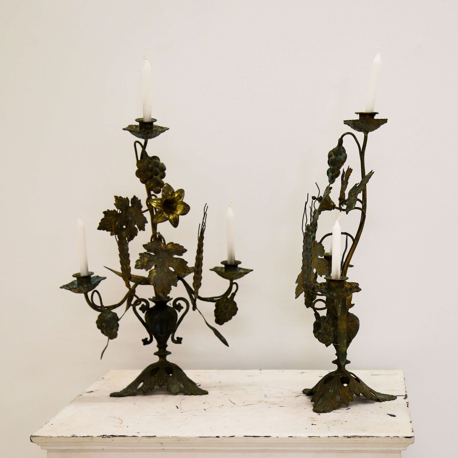Pair Of 19th Century French Gilt Church Candelabra With Wheat & Grapes, C.1850 1890 photo furniture