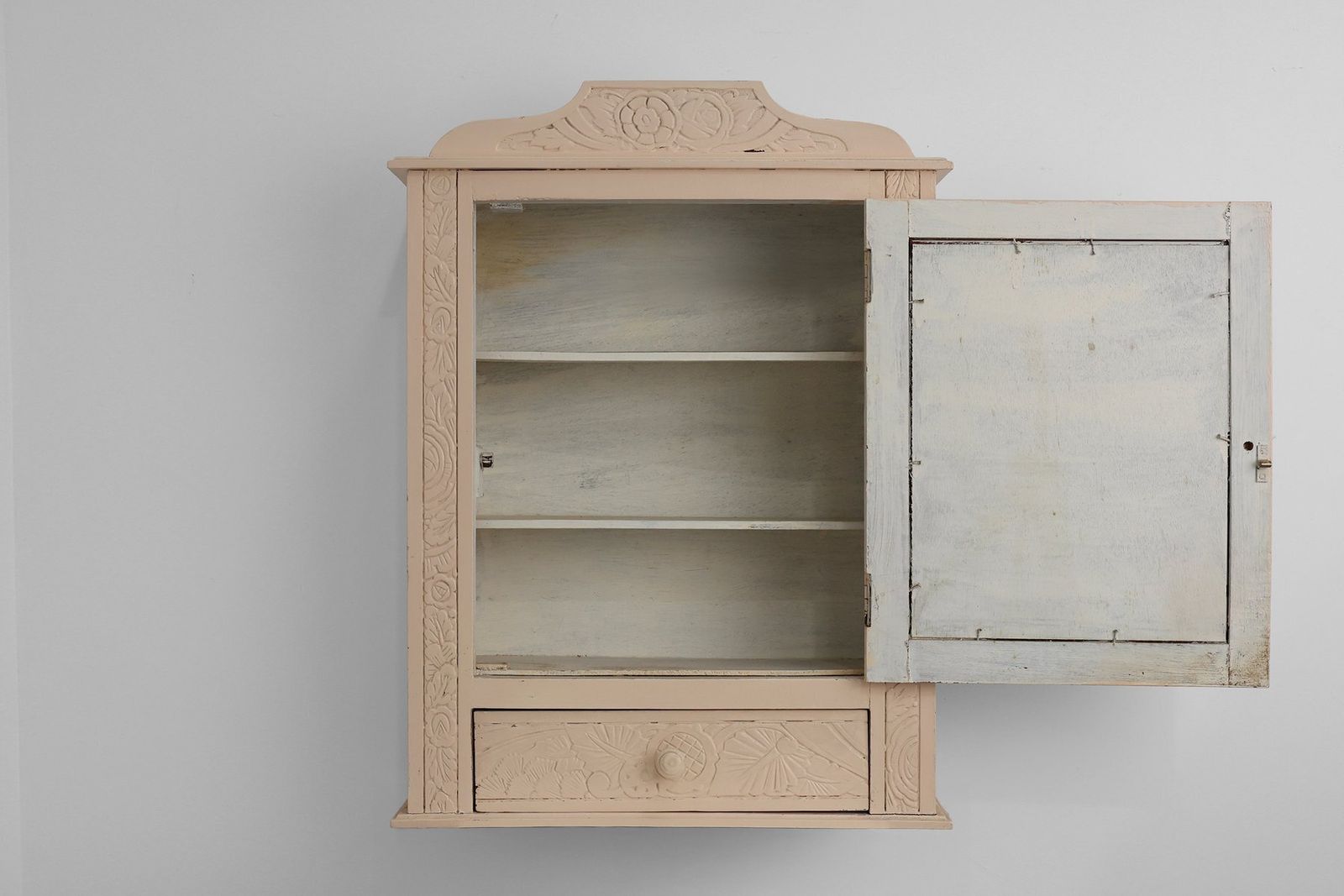 Art Deco French Shaving Cabinet In Wood With Mirror, 1930s photo vinterior