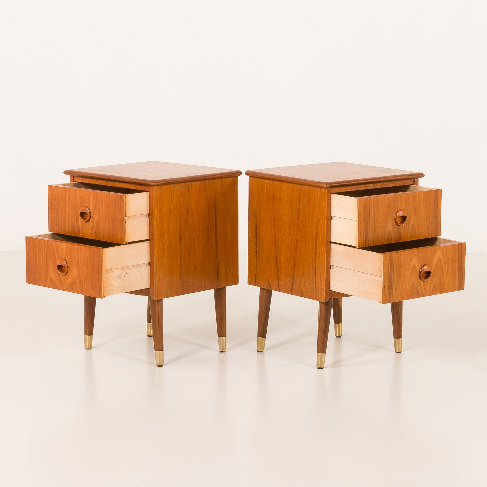 Danish Mid Century Teak Night Stands, Bedside Tables, Set Of 2, 1950s photo Furniture