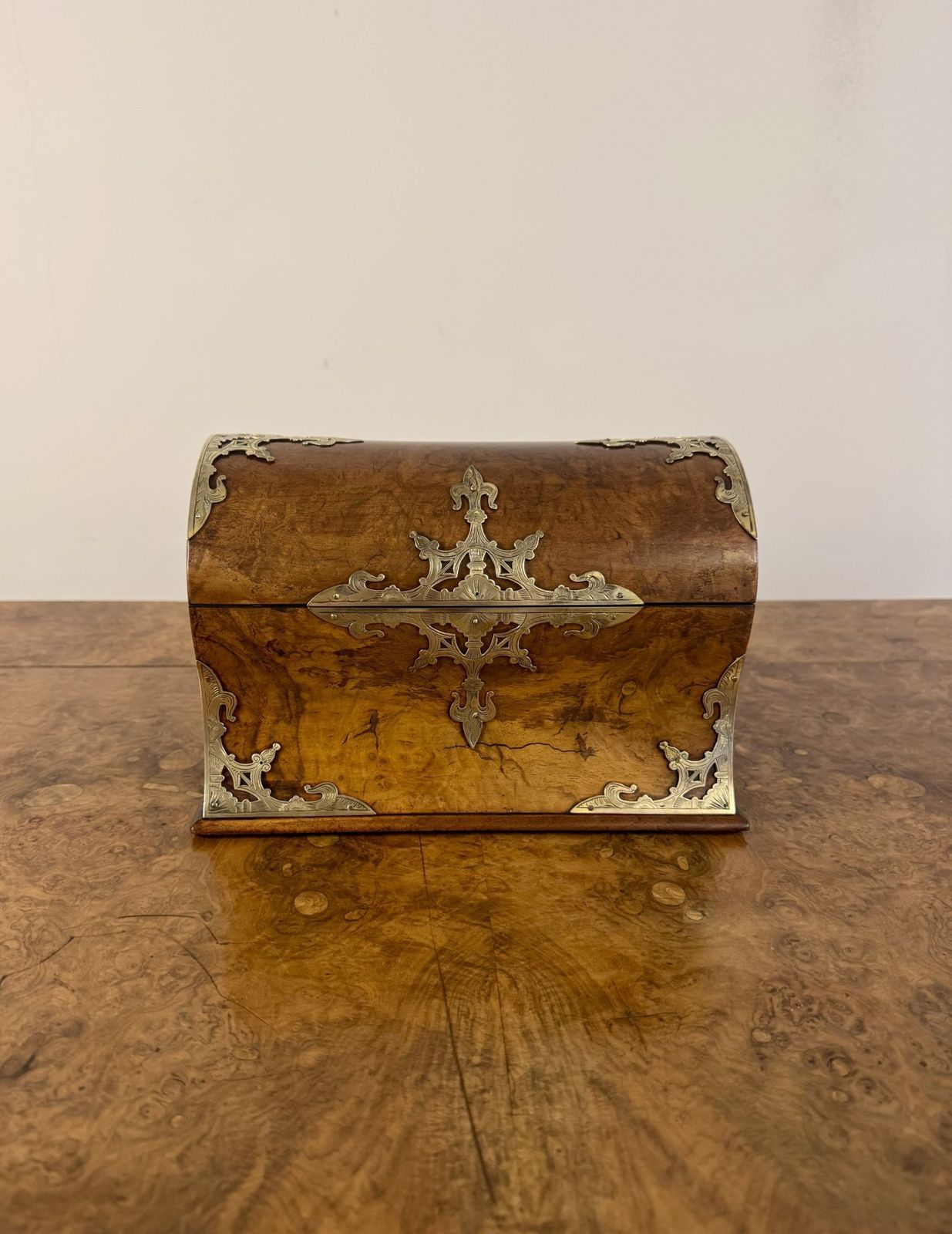 Magnificent Quality Antique Burr Walnut Brass Mounted Stationary Box photo furniture