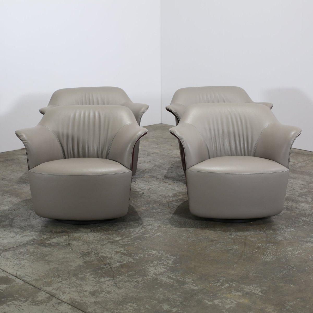 Poltrona Frau Aida Swivel Armchairs By Roberto Lazzeroni, Set Of Four photo vintage