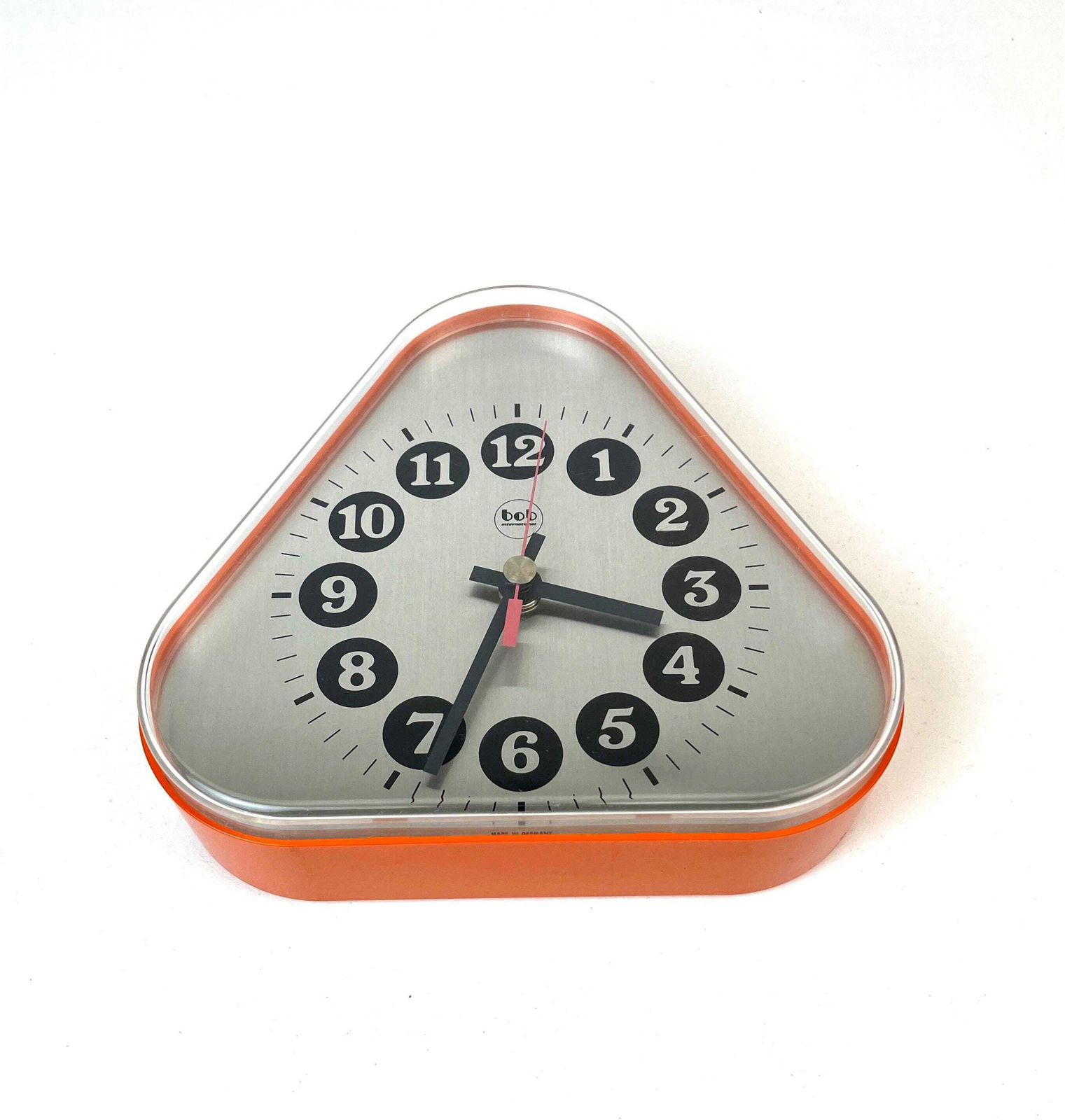 Very Rare Mid Century Orange Space Age Wall Clock By Bob International