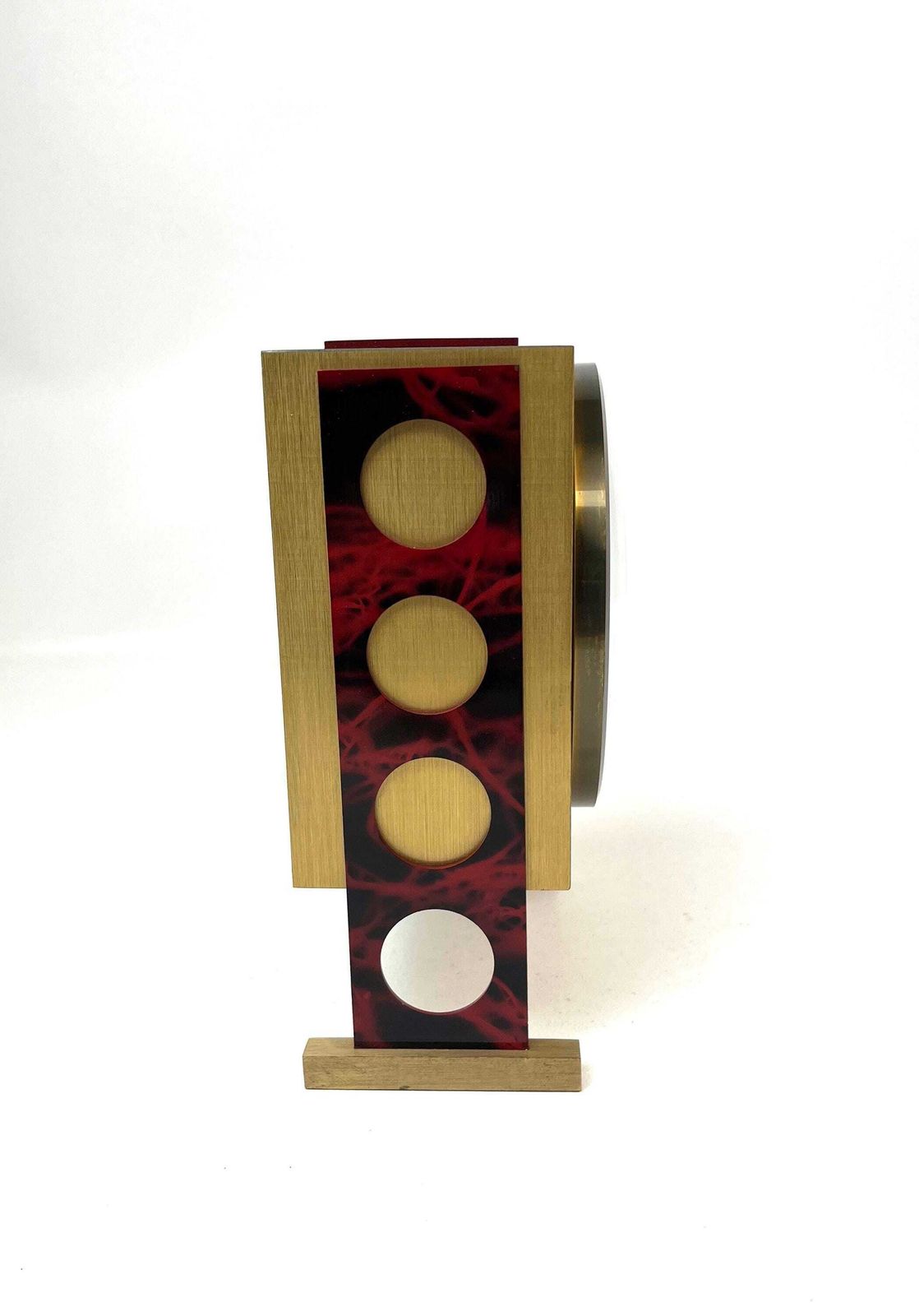 Very Rare Space Age Solid Brass Cubist Mid Century Desk Clock By Urgos Germany 1970 photo buy
