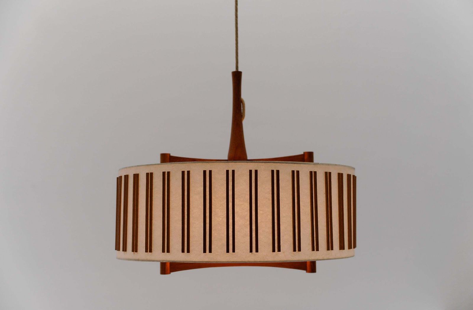 Beautiful Adjustable Japanese Style Ceiling Lamp Made Of Teak Wood By Temde Swiss, 1960s photo buy