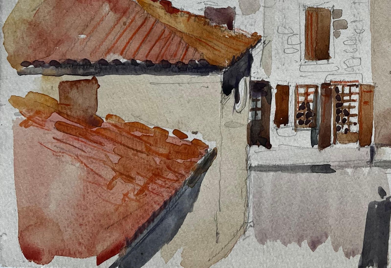 Pierre Neveu French Village Street Scene Terracotta Rooftops Stone Houses And Green Door photo Art