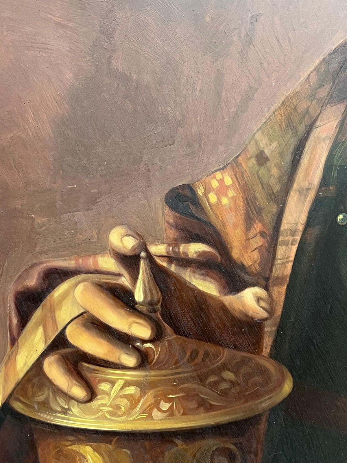 Spanish Antique Huge Antique Oil Painting Oval Portrait Of Mary Magdalene Holding Ointment Jar photo 3400.0