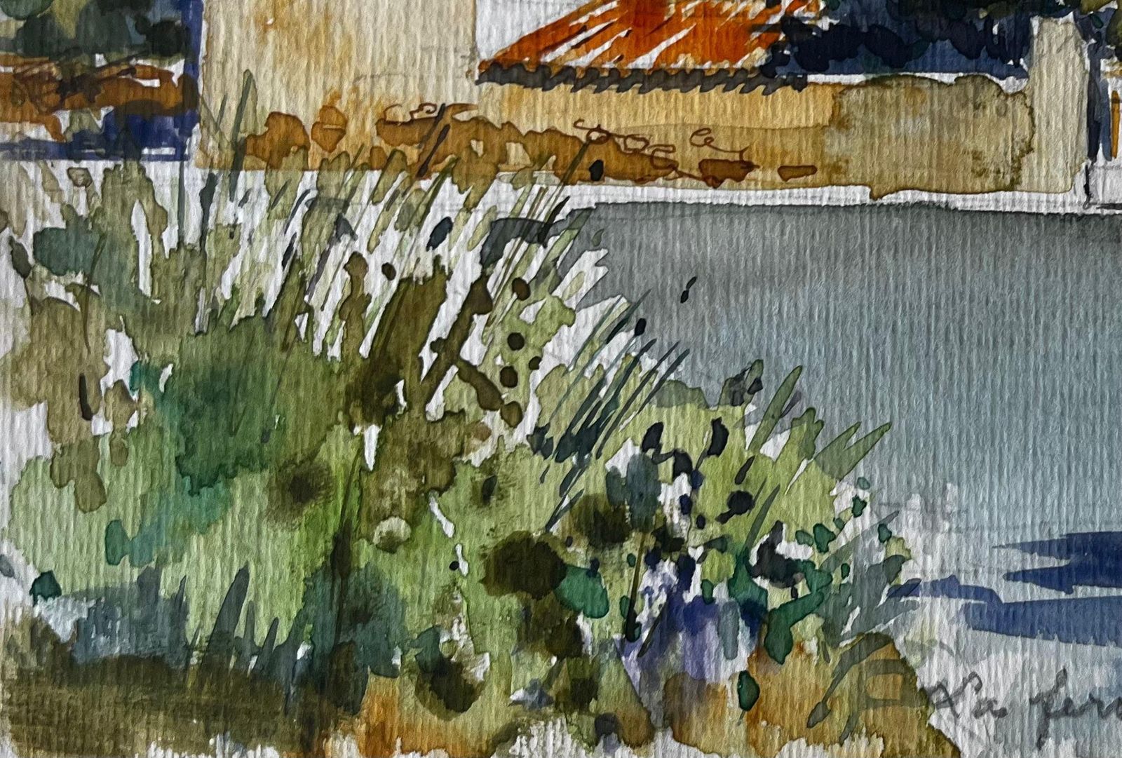 Pierre Neveu La Ferme Des Sables French Farm Landscape Watercolour By Pierre Neveu photo vinterior