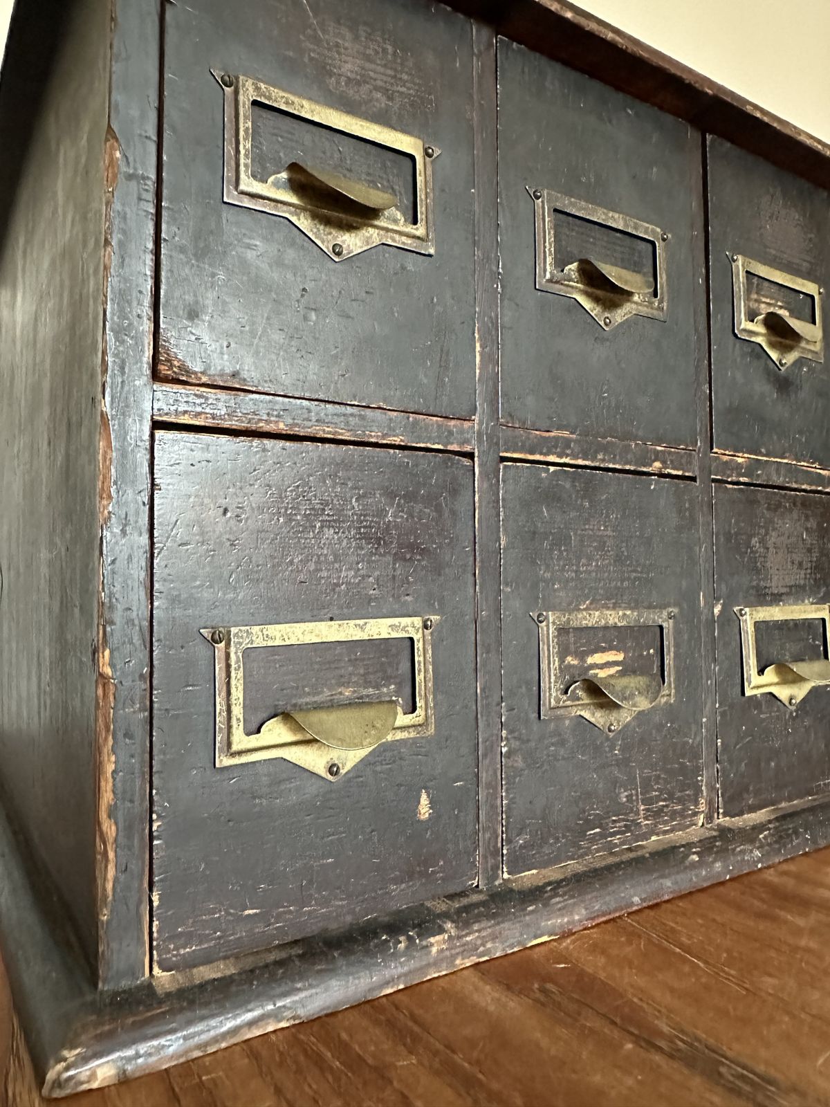 Haberdashery Apothecary Industrial Index Card Cabinet Merchants Chest Ebonised Drawers photo for sale