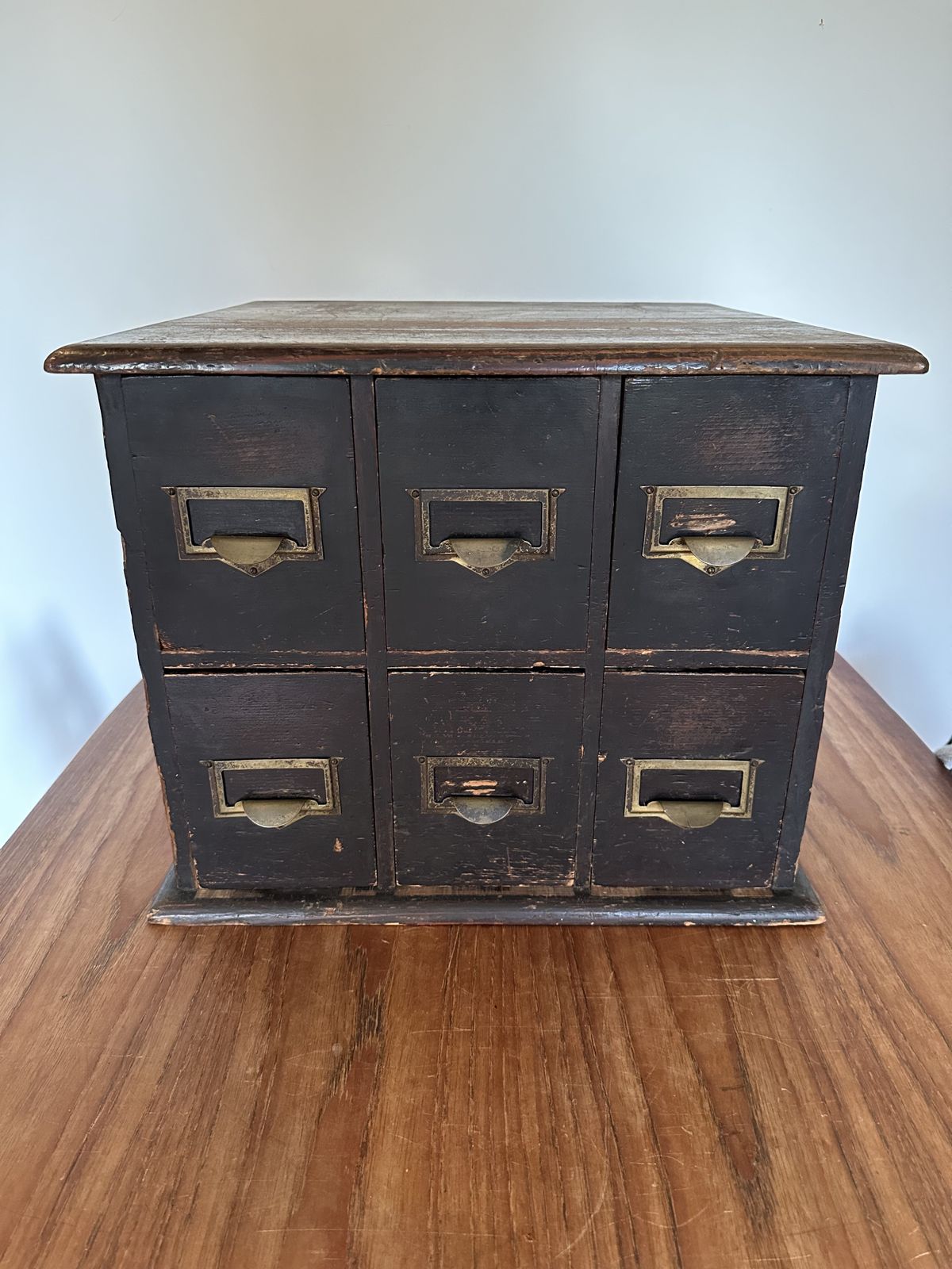 Haberdashery Apothecary Industrial Index Card Cabinet Merchants Chest Ebonised Drawers