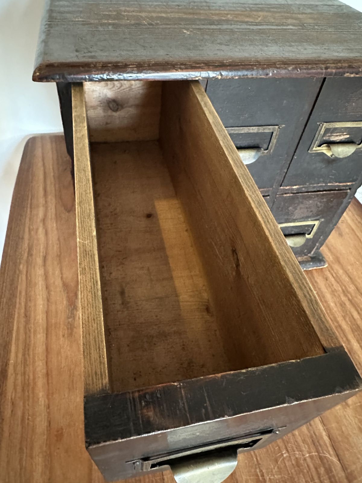 photo furniture Haberdashery Apothecary Industrial Index Card Cabinet Merchants Chest Ebonised Drawers