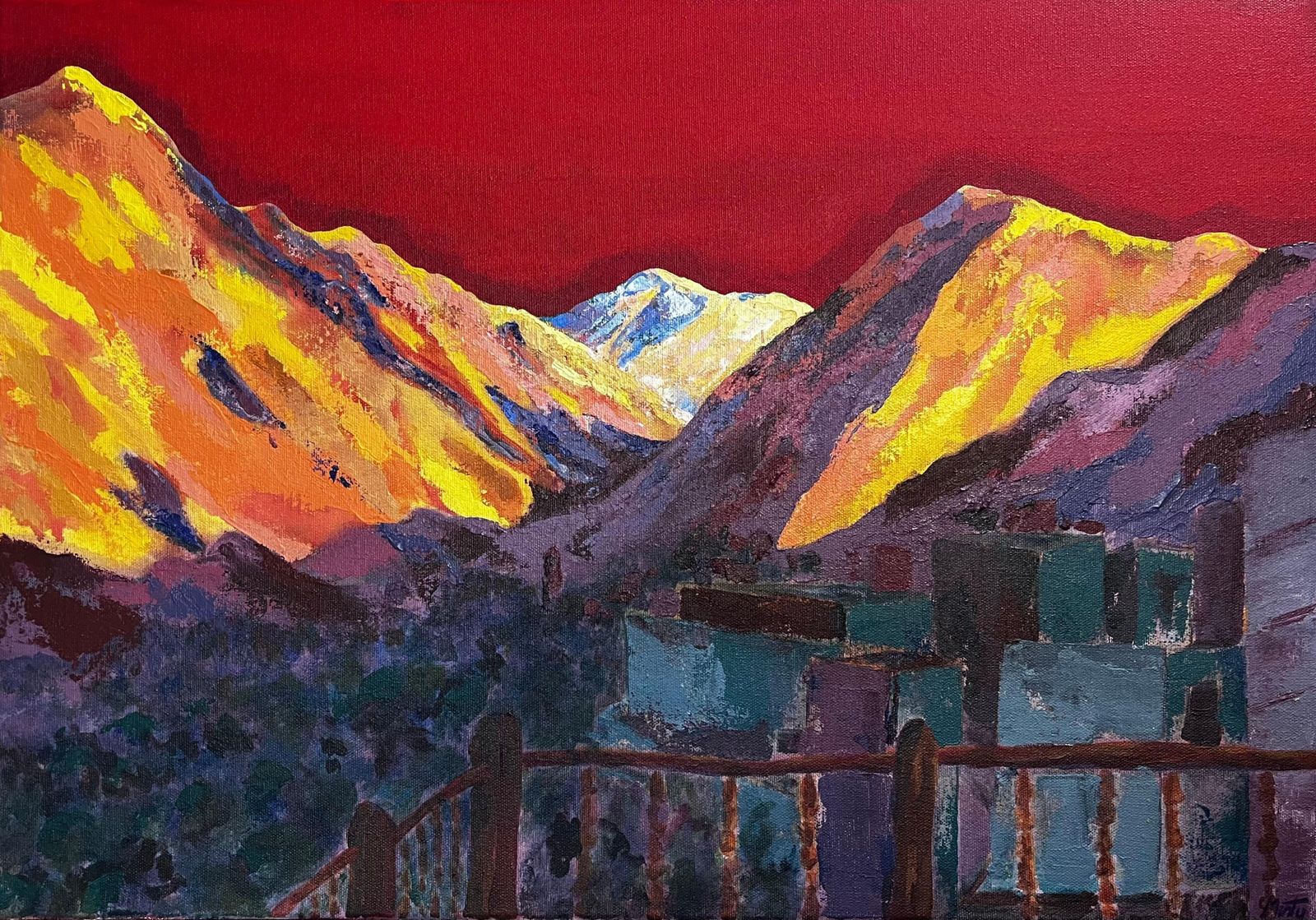 Minty Ramsey Atlas Mountains Morocco Original Acrylic On Canvas Vibrant Landscape Painting 2024
