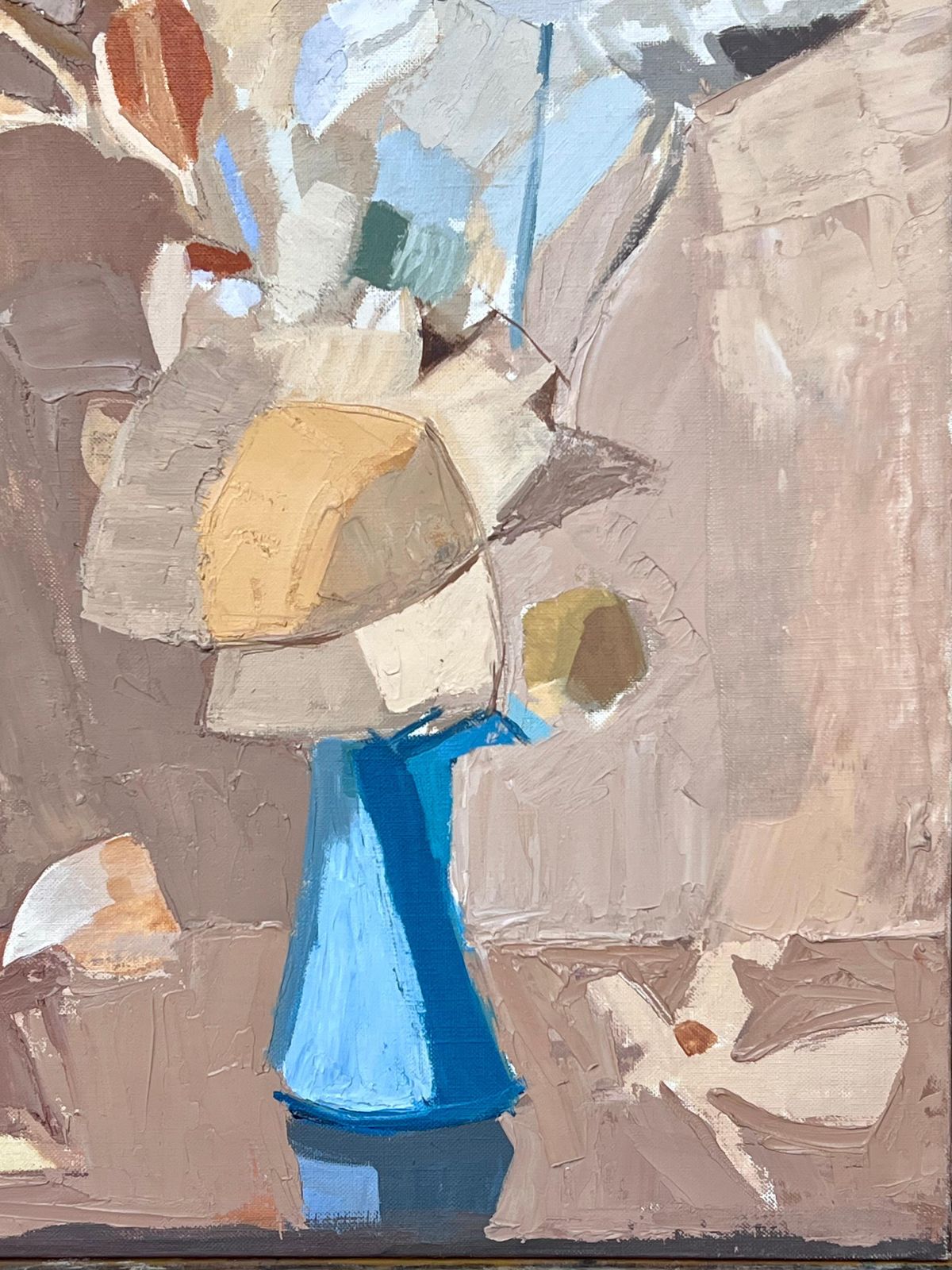 Laure Noetzin Azam (French 1929 2024) Fine 20th Century French Post Cubist Oil Painting Still Life In Blue Vase photo for sale