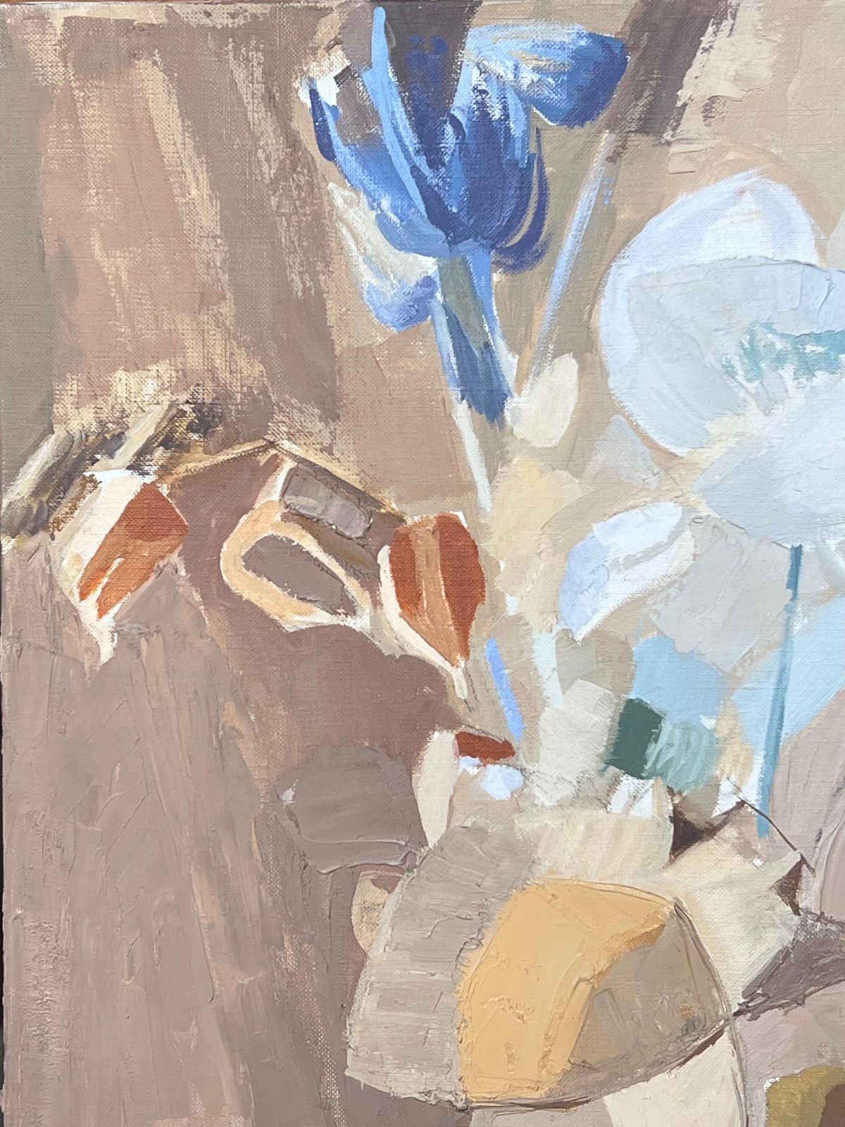 Laure Noetzin Azam (French 1929 2024) Fine 20th Century French Post Cubist Oil Painting Still Life In Blue Vase photo Art