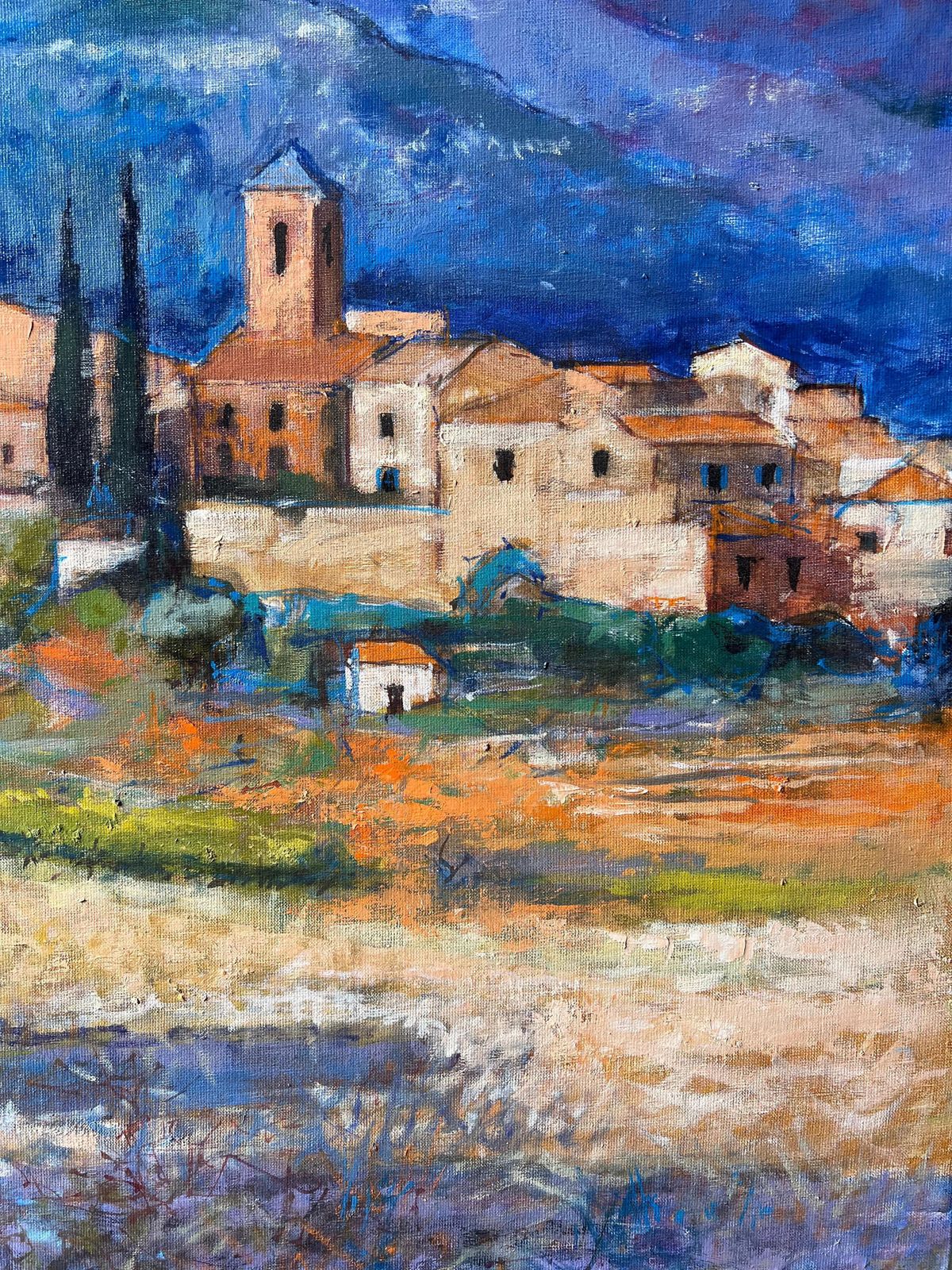 Pierre Neveu Huge French Post Impressionist Signed Oil Lourmarin Luberon Valley Provence photo Art