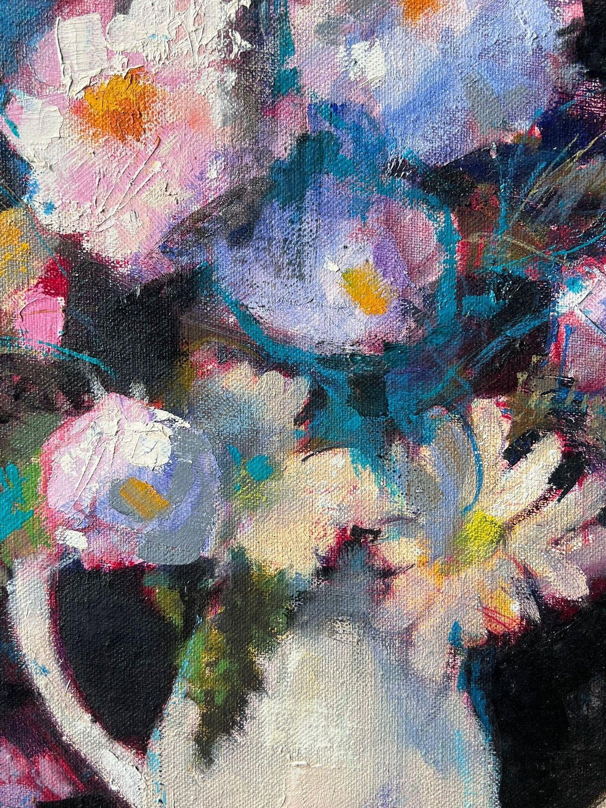Pierre Neveu Large French Impressionist Signed Oil Painting Abundant Pink Flowers Still Life photo 950.0