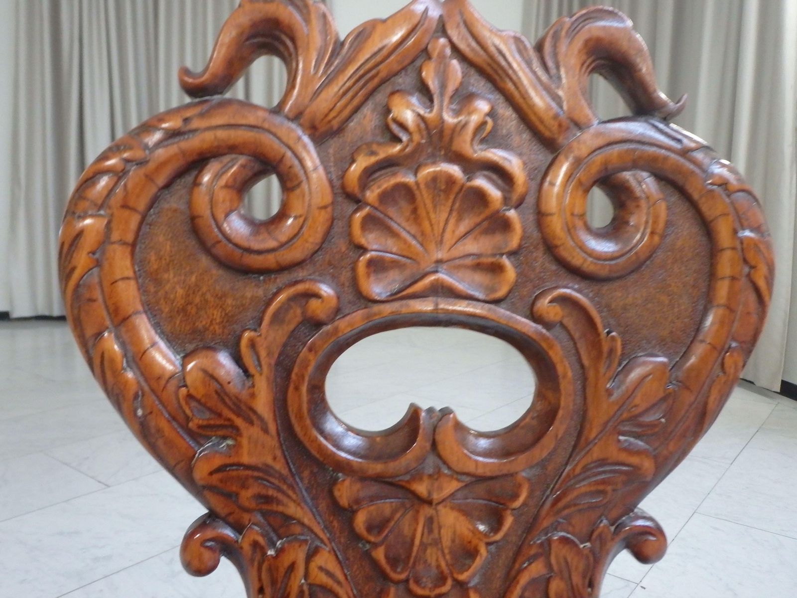 Pair Of 19th Century Brutalist Carved Wooden Chairs With Fabulous Creatures photo for sale