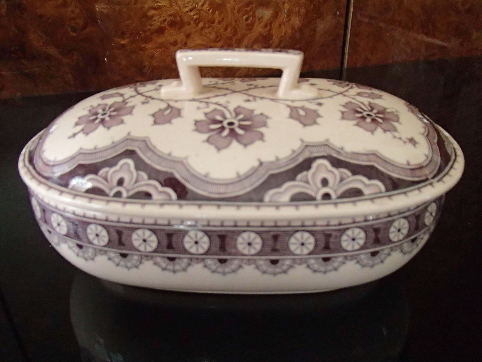 Four Pieces Pottery Chamber Set Pale Rose Violet "Malines" Sarrguemine photo 1609.0