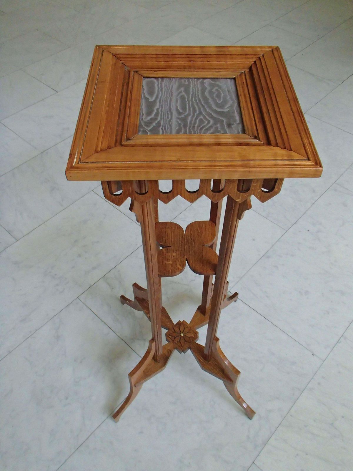 Art Nouveau Oak Tall Pedestal Completely Restored photo for sale