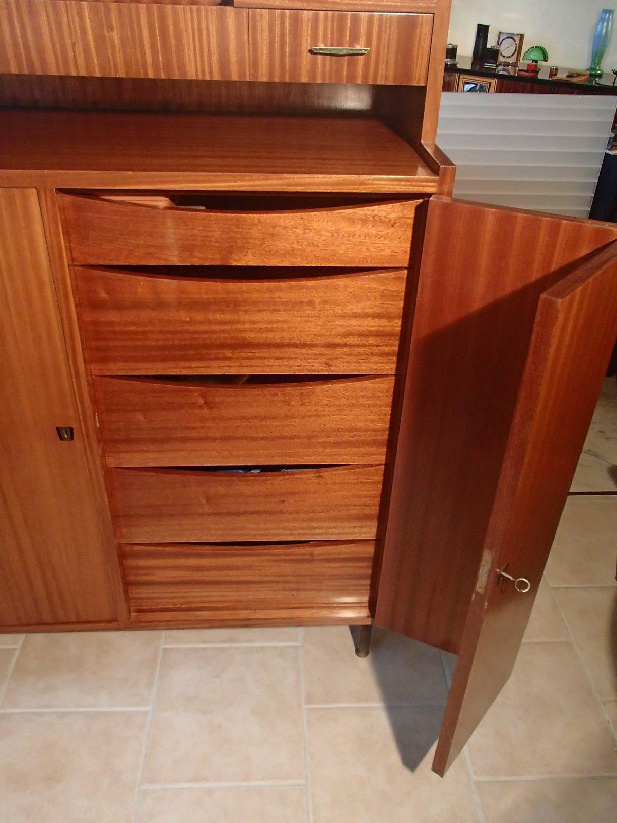 Mid Century Full Mahogany Gentlemen Dresser "Homme Debout" photo Furniture